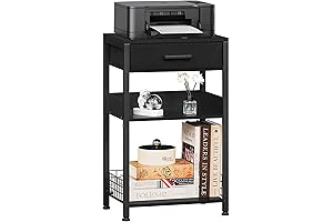Lerliuo Pure Black Printer Table with Fabric Drawer