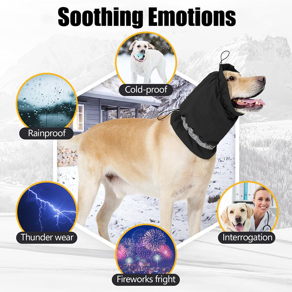 Cuffie per Antirumore Cani, Paraorecchie per Cane Impermeabili con Strisce Riflettenti, Copri Orecchie per Cani Alleviare Ansia, Calmante, Mantiene Caldo e Protegge Freddo