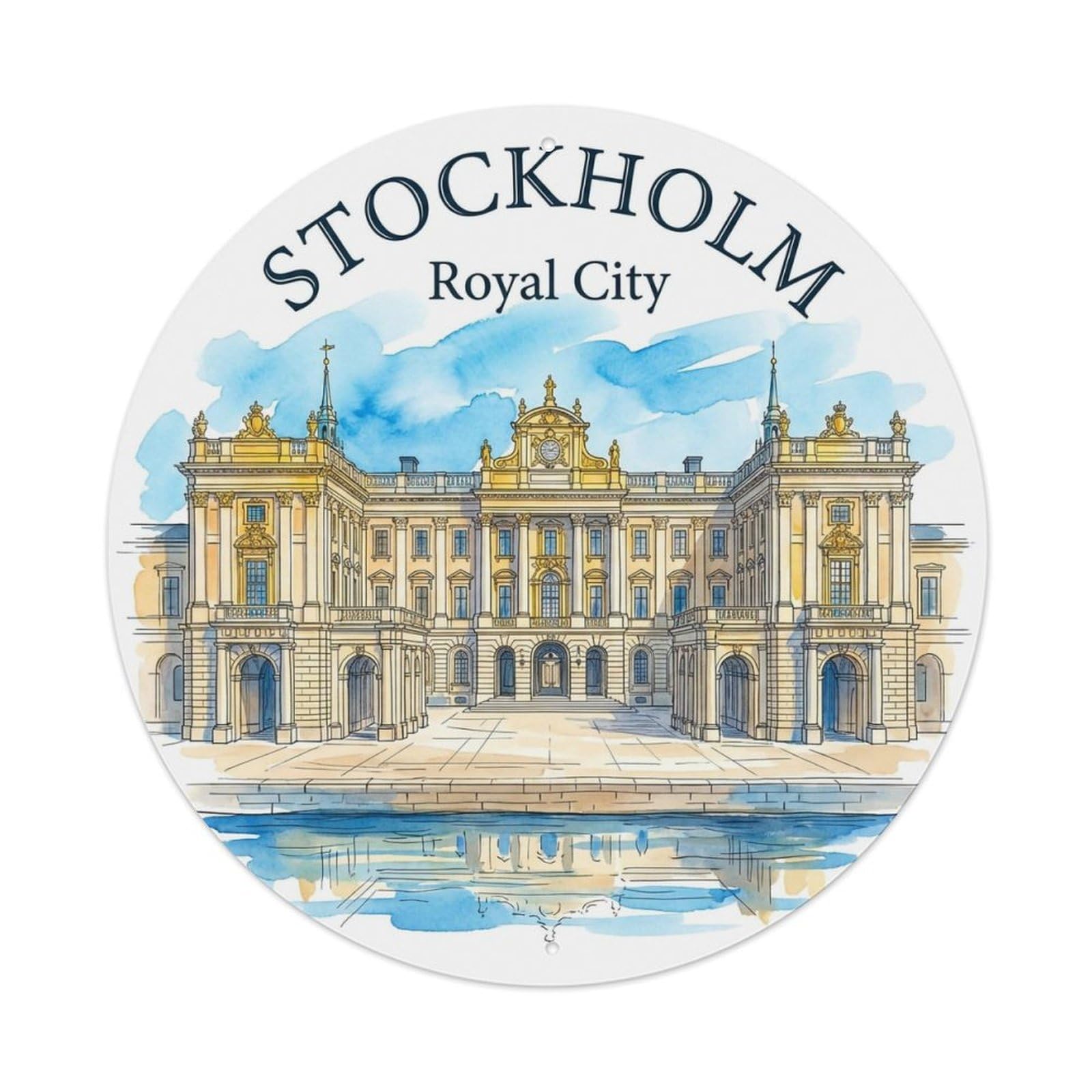 Vintage Travel Stockholm Sweden Characteristic Metal Tin Sign