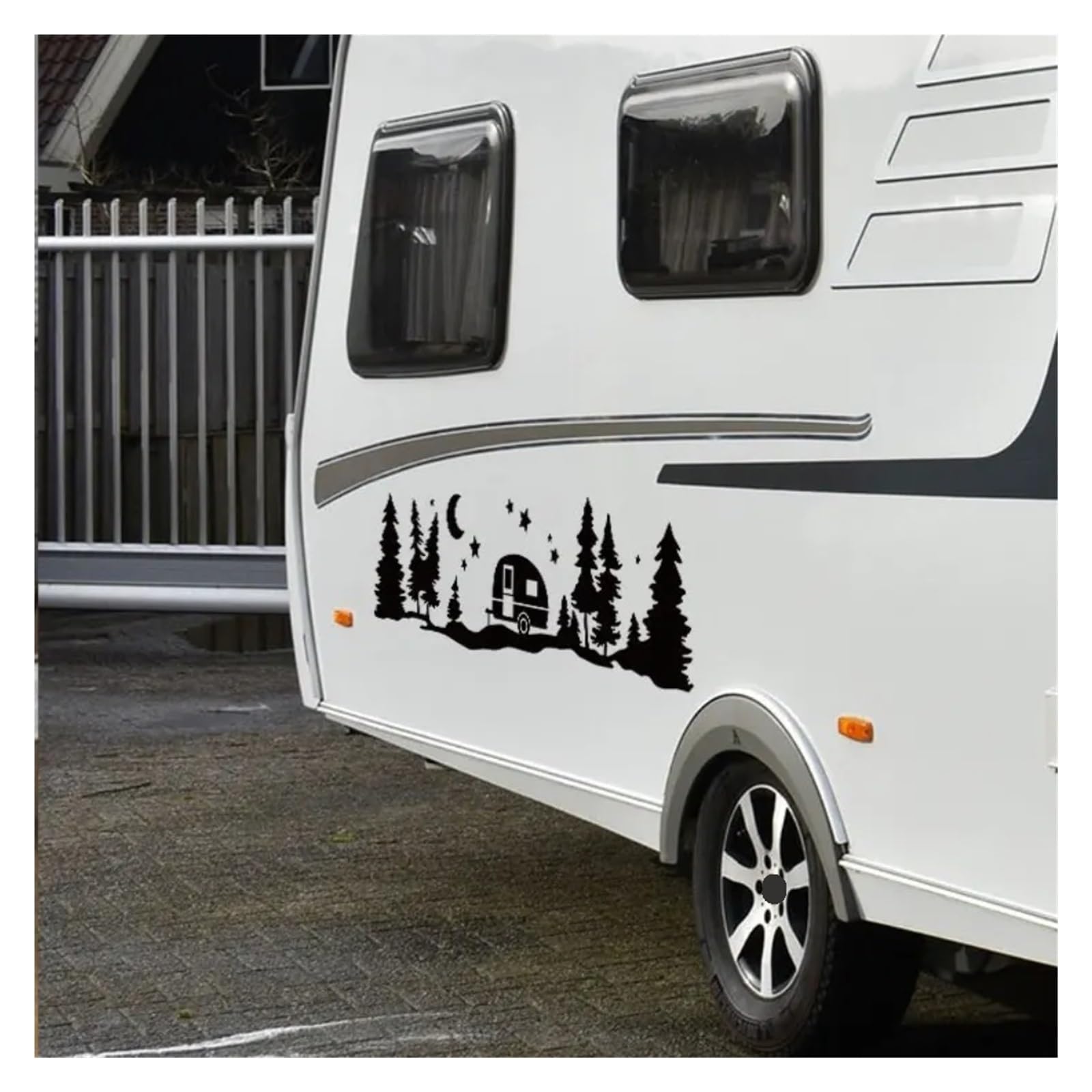 Auto Camper Van for cavalli Caravan RV Camper Van Body Decor Decalcomanie in vinile Accessori for tuning automatico Adesivi for auto(Black,180X45CM)