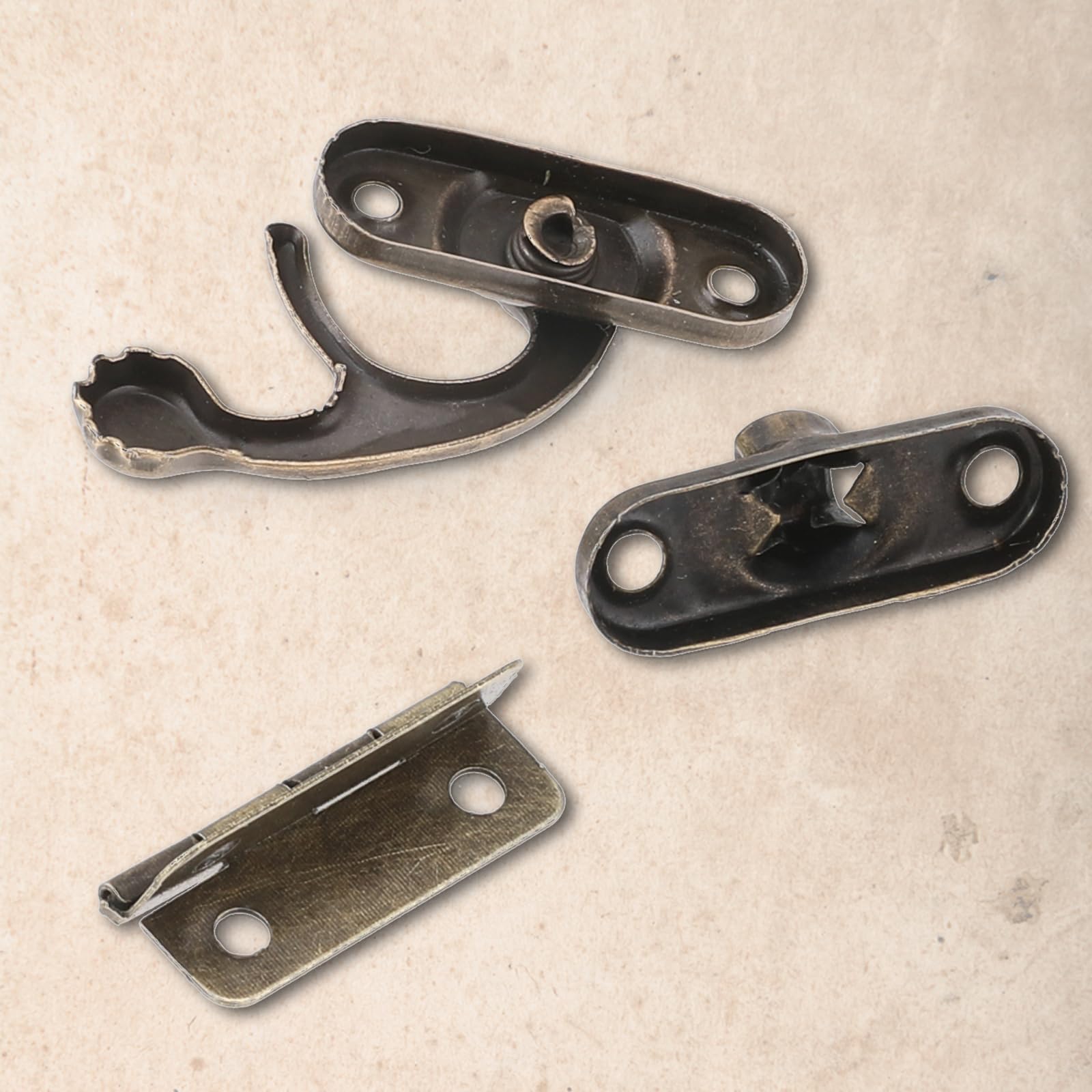 6 Set Mini Swing Arm Latch Clasp - Vintage Bronze, 27x23mm, With Screws, For Jewelry Boxes & Small Cabinets