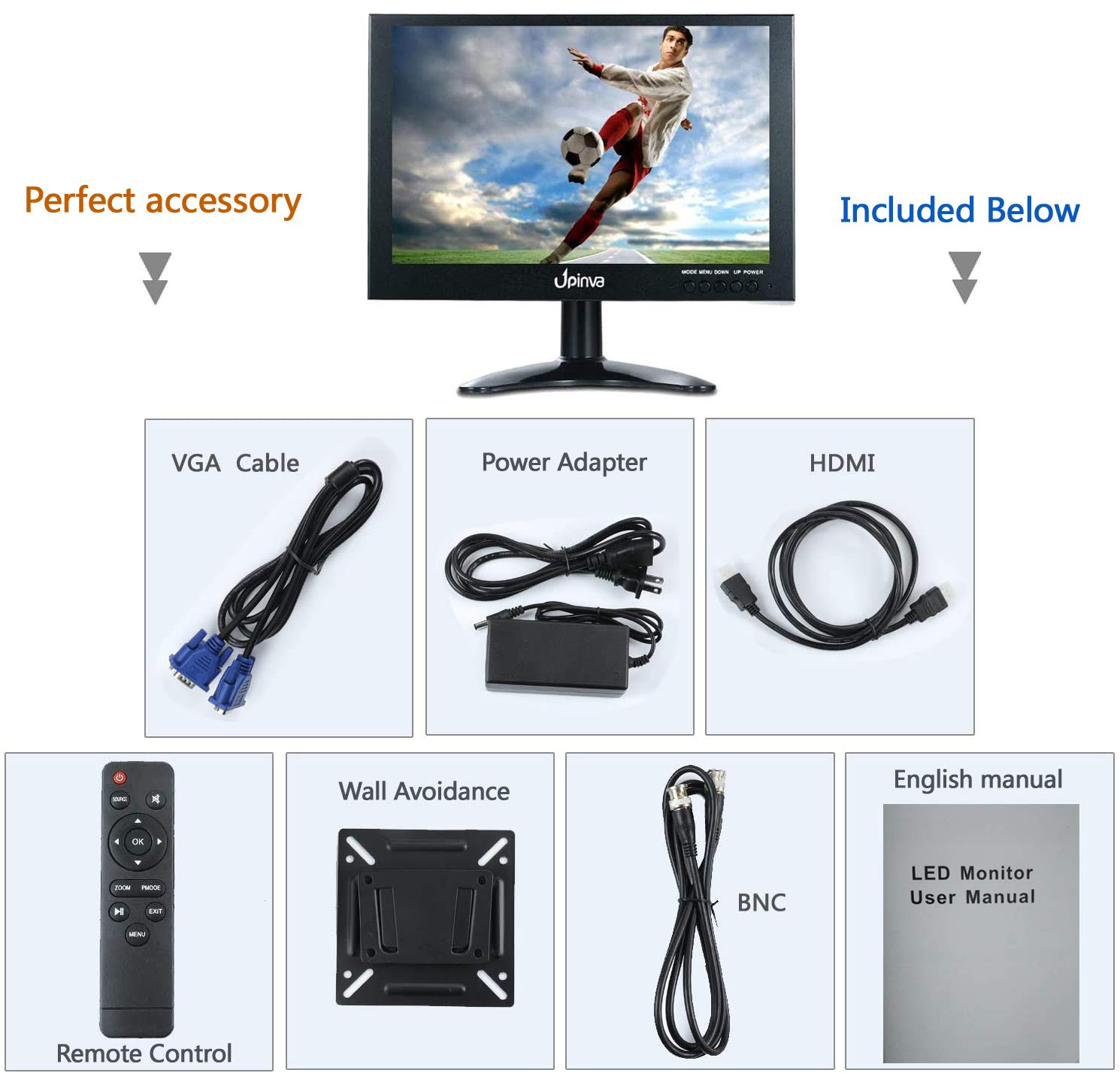 Monitor CCTV per piccoli monitor HDMI da 10,1 pollici copertura in metallo con porta USB AV VGA BNC di sorveglianza sicuro per uffici domestici Schermo HD 1280x800 con altoparlante incorporato