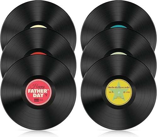 Paquete de 6 discos de vinilo de 12 pulgadas, estéticos decorativos vintage de pared para decoración de fiestas musicales (años 70, 80, 90 Rock &