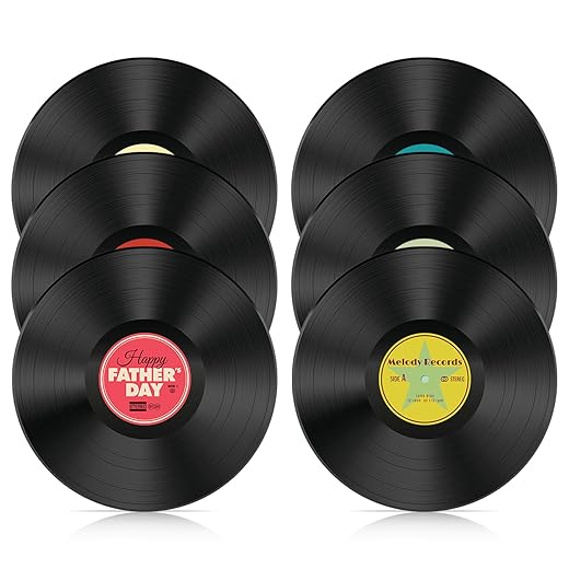 6 PCS Real Vinyl Records, Lot of 7" Vinyl Records for Crafts & Decoration, Vinyl Record Decorations for Wall Aesthetic, 70s 80s 90s Rock & Roll Music Party Decor