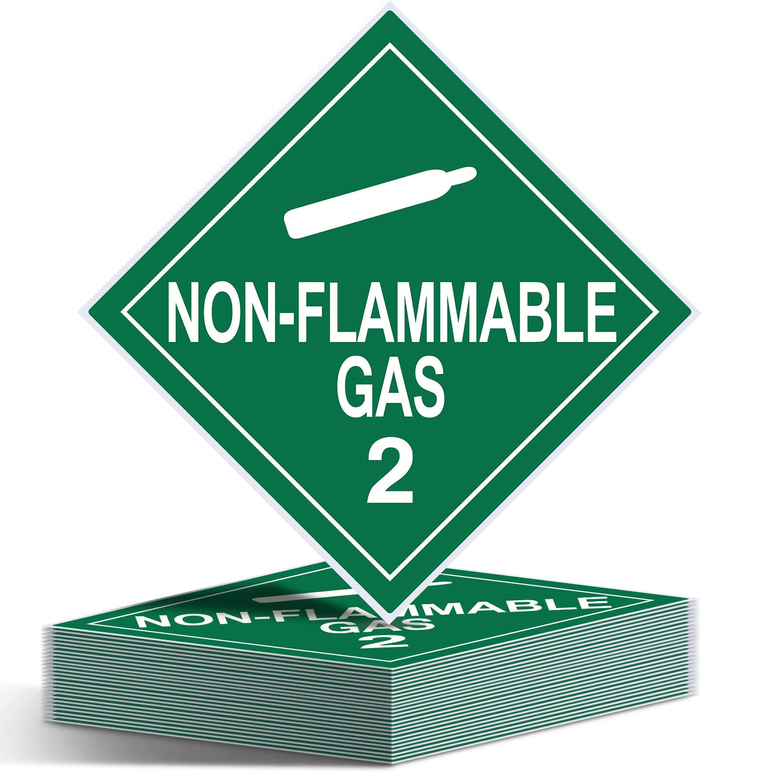 25 Pcs 2.2 Non-Flammable Gas Placard Stickers, 10.75" x 10.75"