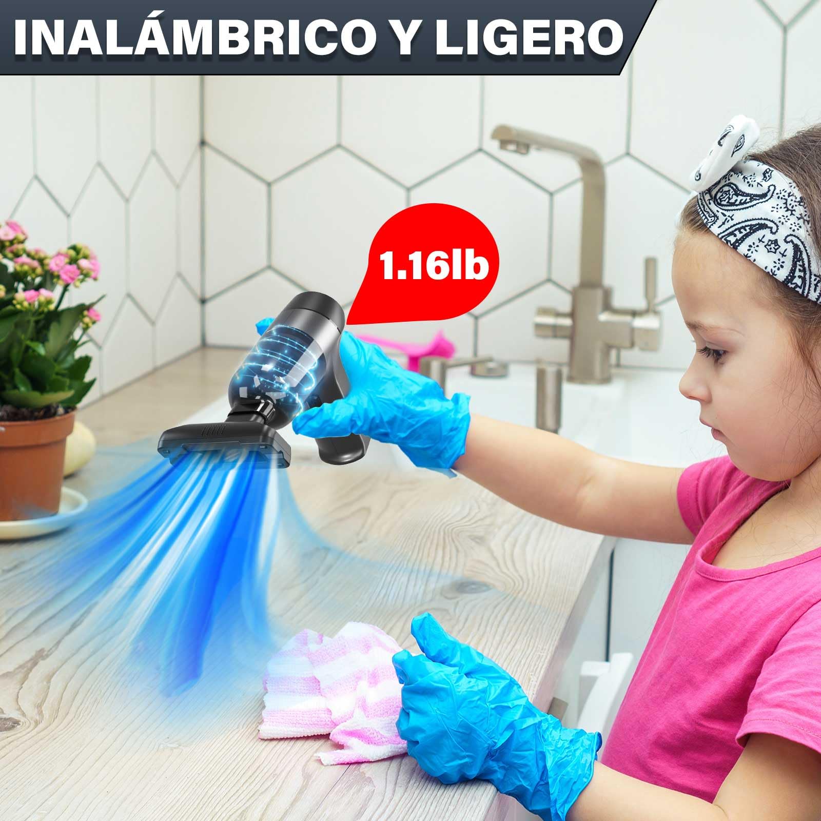 Aspirador Coche - aspiradora de Mano - 140000 PA Soplador para PC - Rojo Oscuro