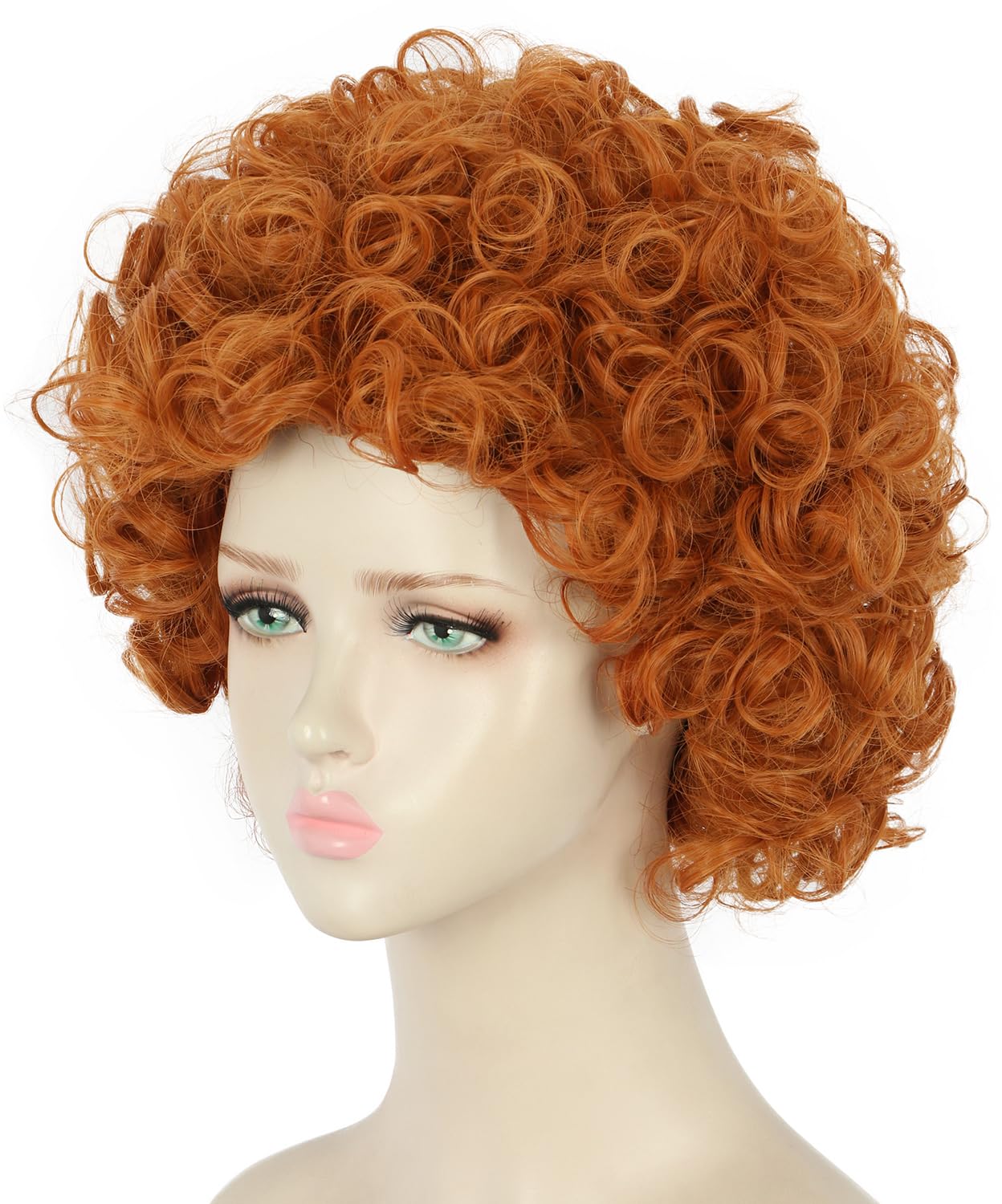 yuehong Adult Short Orange Red Curly Wig Anime Cosplay Costume Hair Soft Breathable Heat Resistant Synthetic Fibers Daily Fashion Party Wig - Image 3
