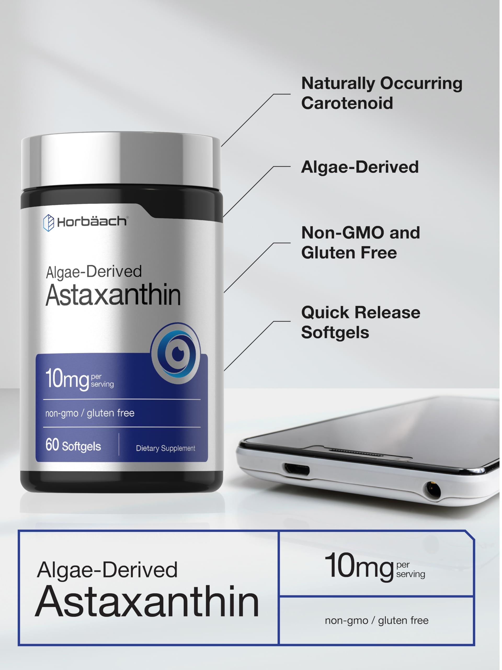 Horbäach Astaxanthin Supplements | 10mg | 60 Softgels — Amazon image 4