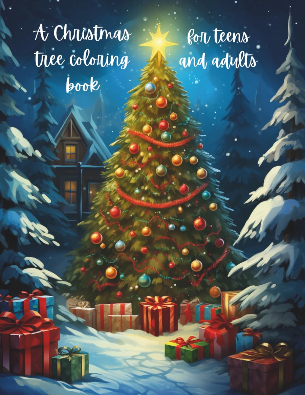 A Christmas tree coloring book for teens and adults