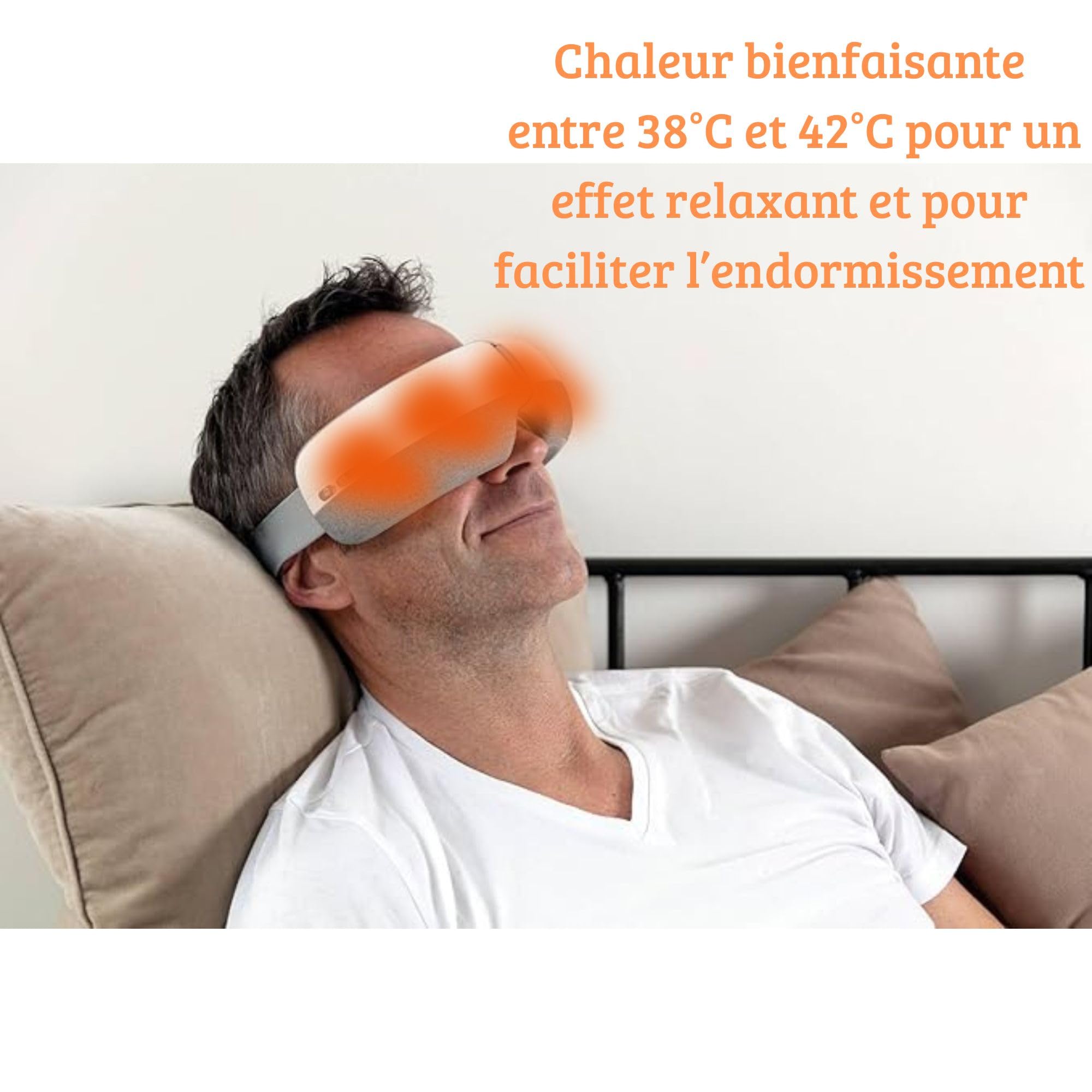 Masseur Yeux Chauffant avec Vibration & Air – 5 Modes Relaxants – Réduction de la Fatigue, Cernes & Poches – Améliore le Sommeil – Eye Massager Climsom Zen