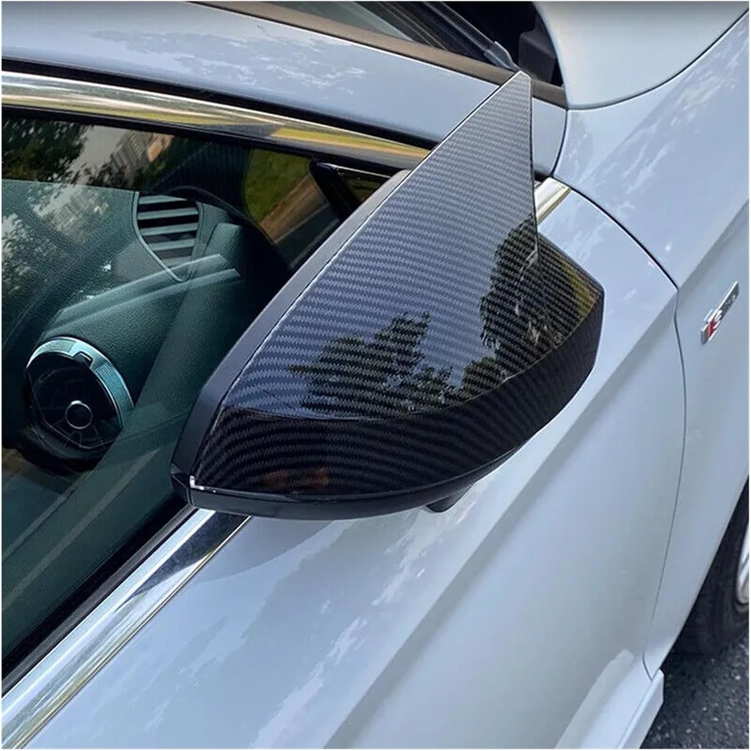 BEUTEE 2Pcs Side Car Rearview Mirror Cover Caps Compatible with A3 S3 RS3 8V Mirror Tools Case Glossy/Carbon Fiber Style 2013-2020 (Color : Glossy Black-Add on)
