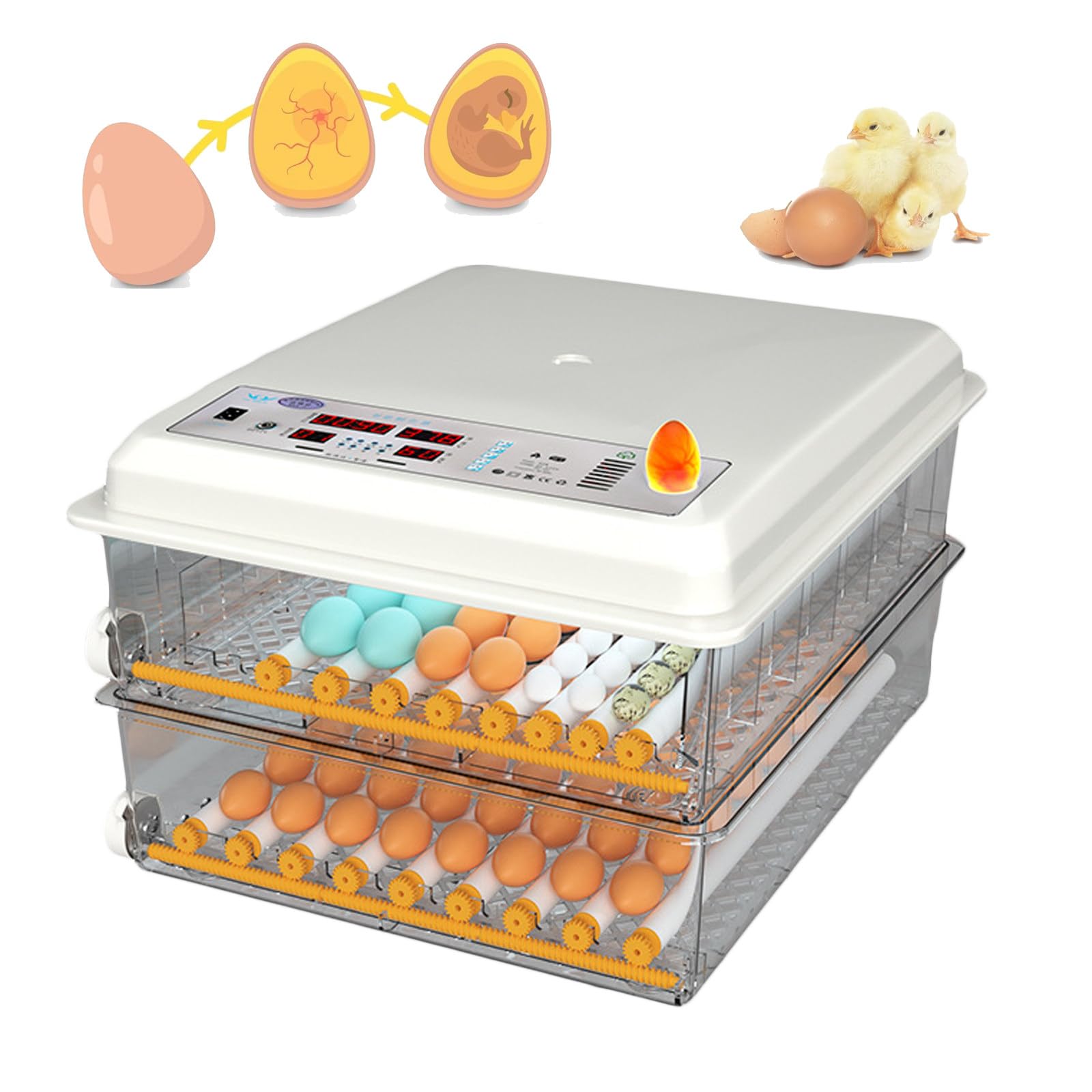 Incubadora De Huevos 64/120/176, Con Pantalla De Temperatura Y Humedad, Volteo Automático De Huevos, Dispositivo De Prueba De Huevos, Para Incubar Huevos De Gallina, Pato Y Codorniz,120