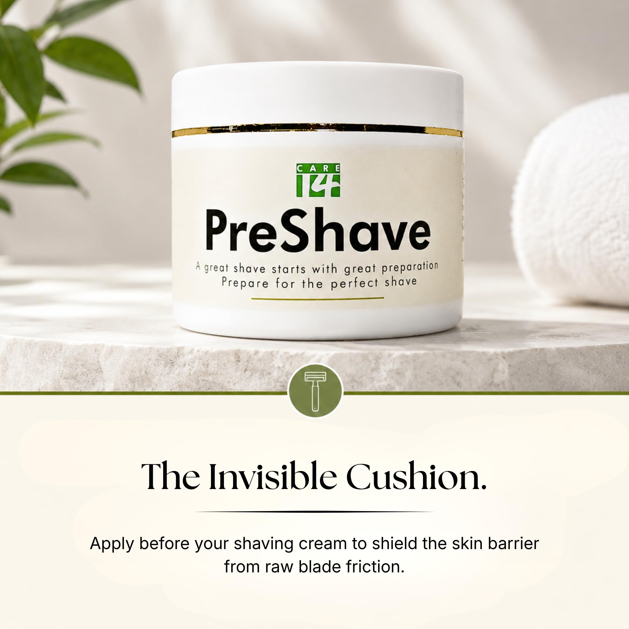 Care14 Pre Shave Gel - Softens the Beard - Prevents Razor Burn - Reduces Risk of Cuts & Burns - 100% Natural - No Chemicals - 100g