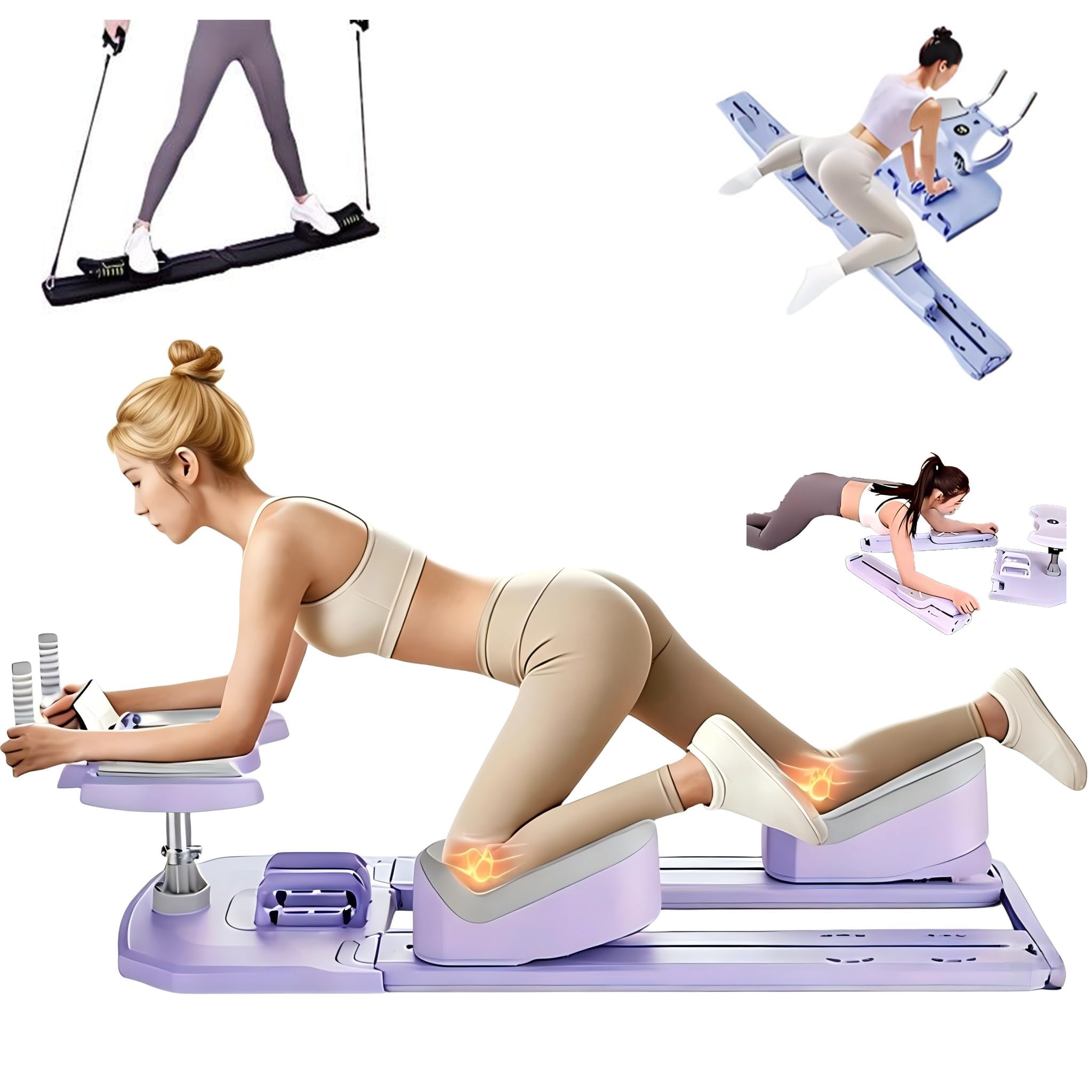 Fitnessgeräte für zuhause,6 in 1 Spine Trainer Waist Trainer Digital Timer Home Fitness Equipment taillentrainer Damen sportgerät，Pilates Board Set für zuhause Widerstandsbänder, Griffe