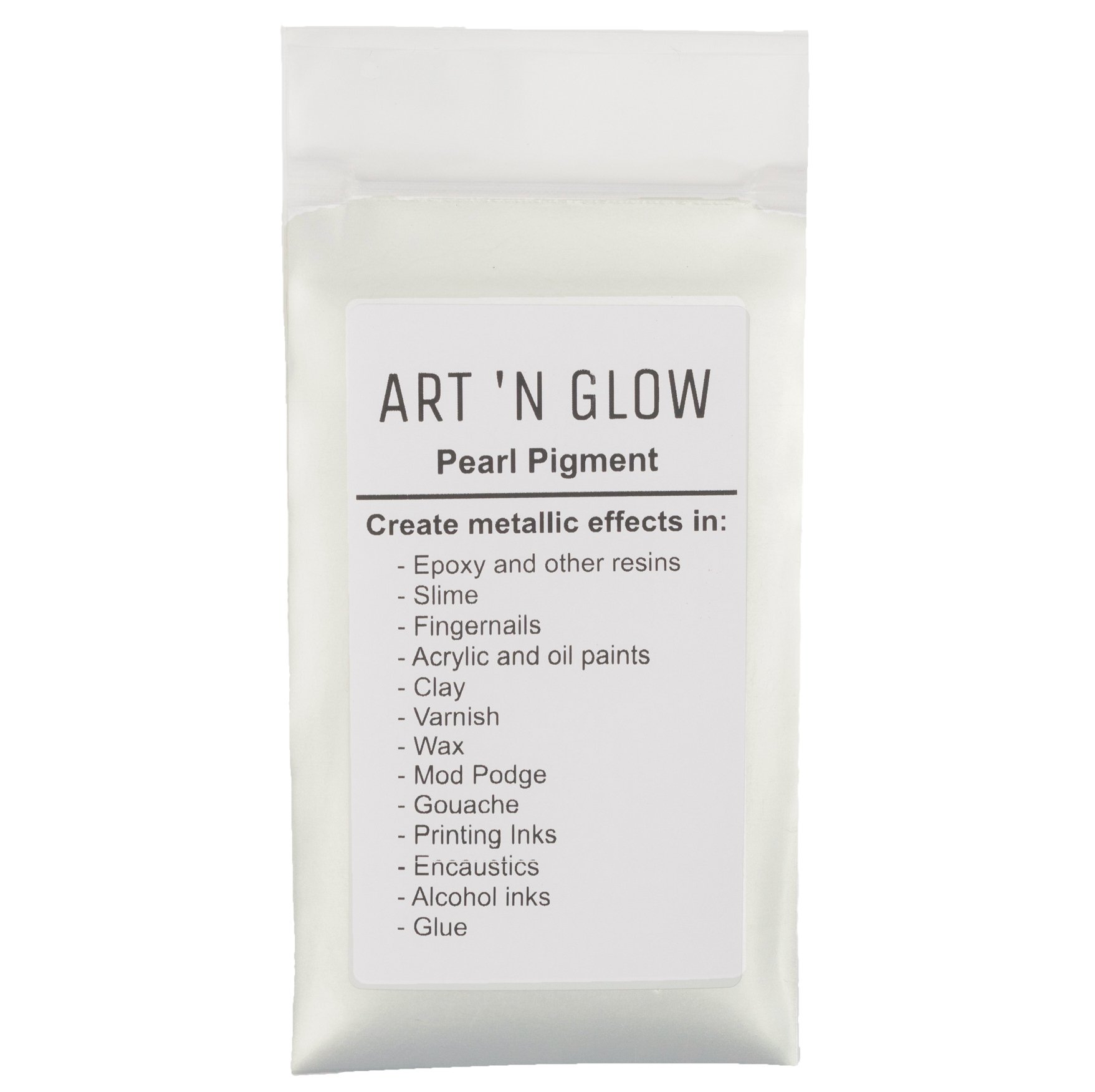 Art 'N Glow (Pearl White) - Mica Pearl Pigment Powder (Pearl White) - (.2600ml/25 Grammes) - 10+ Colours Available