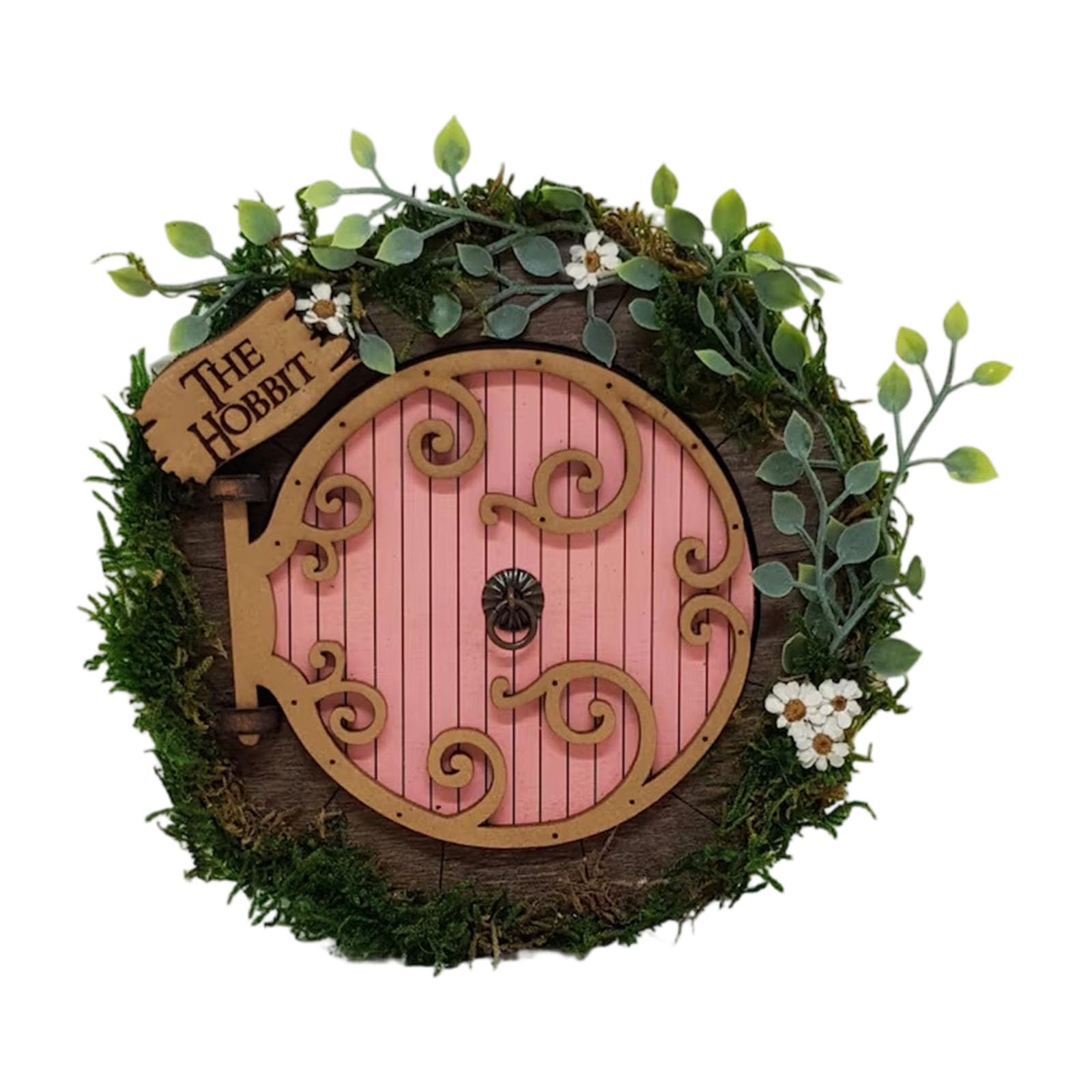Piceioep Fantasy Themed Wooden Craft Miniature Fairies Tree Door Ornament Wall Hanging Decors for Home and Garden Yard Decoration Wall Decors Fairies Door