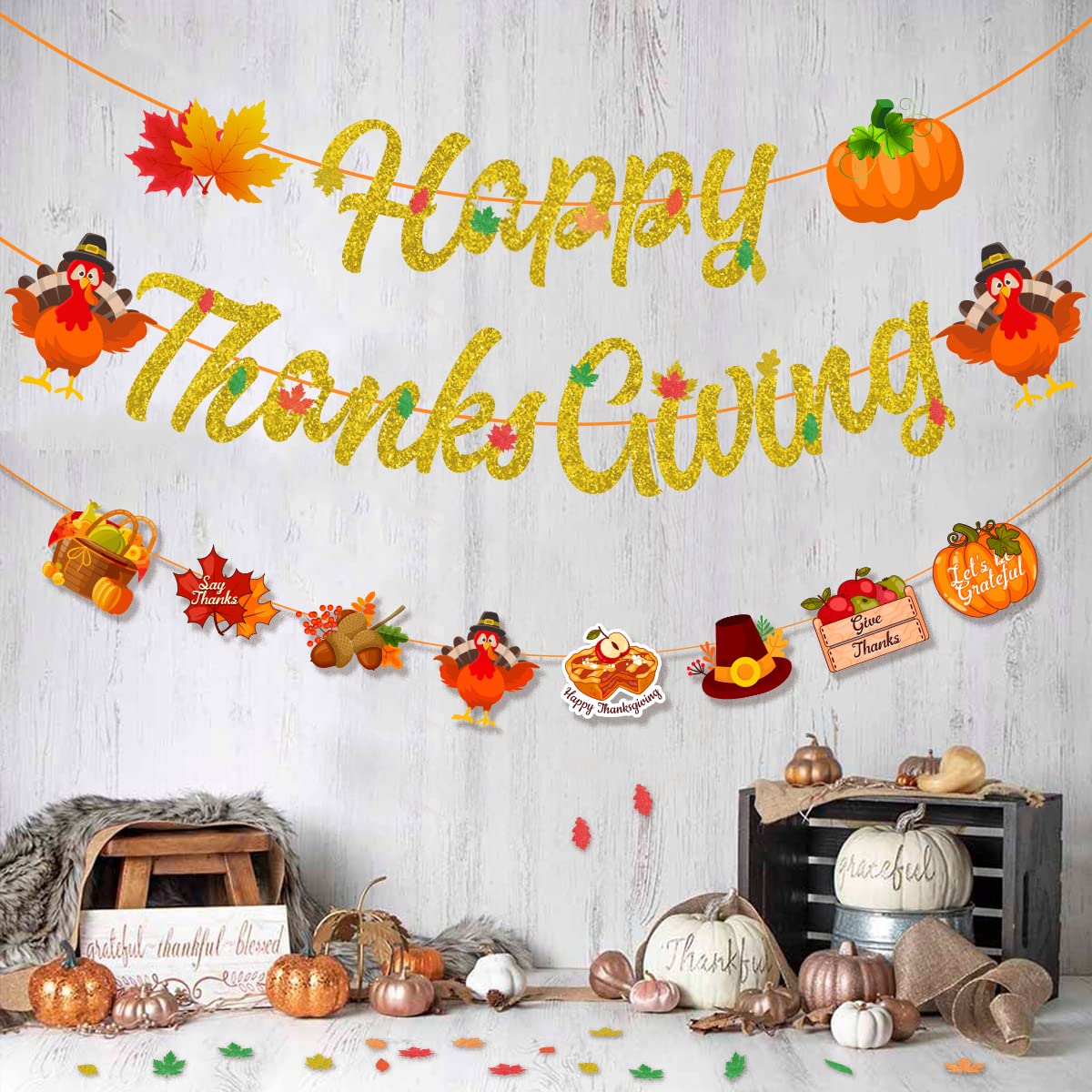 "Talk Turkey To Me" Thanksgiving Banner - Festive Holiday Decor For Mantle, Wall, Or Party - View #8