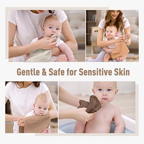 Miniatura 89 de Yoofoss Paquete de 10 paños de muselina para bebé, 100% algodón orgánico, para niños y niñas, grandes, 20 x 10 pulgadas, súper suaves y absorbentes