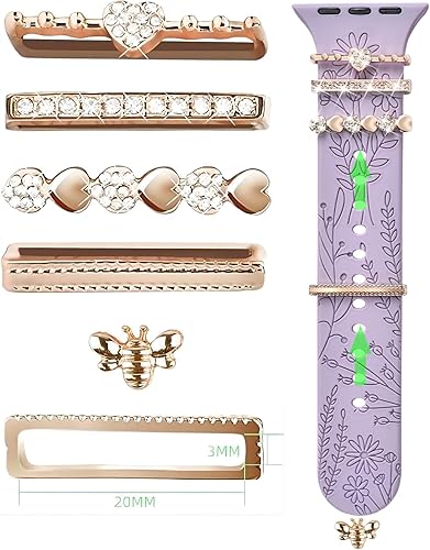 Miniatura 10 de Dijes para correa de reloj (correa incluida), compatible con Apple Watch Band de 1.496 pulgadas, 1.575 pulgadas, 1.614 pulgadas, correas de silicona