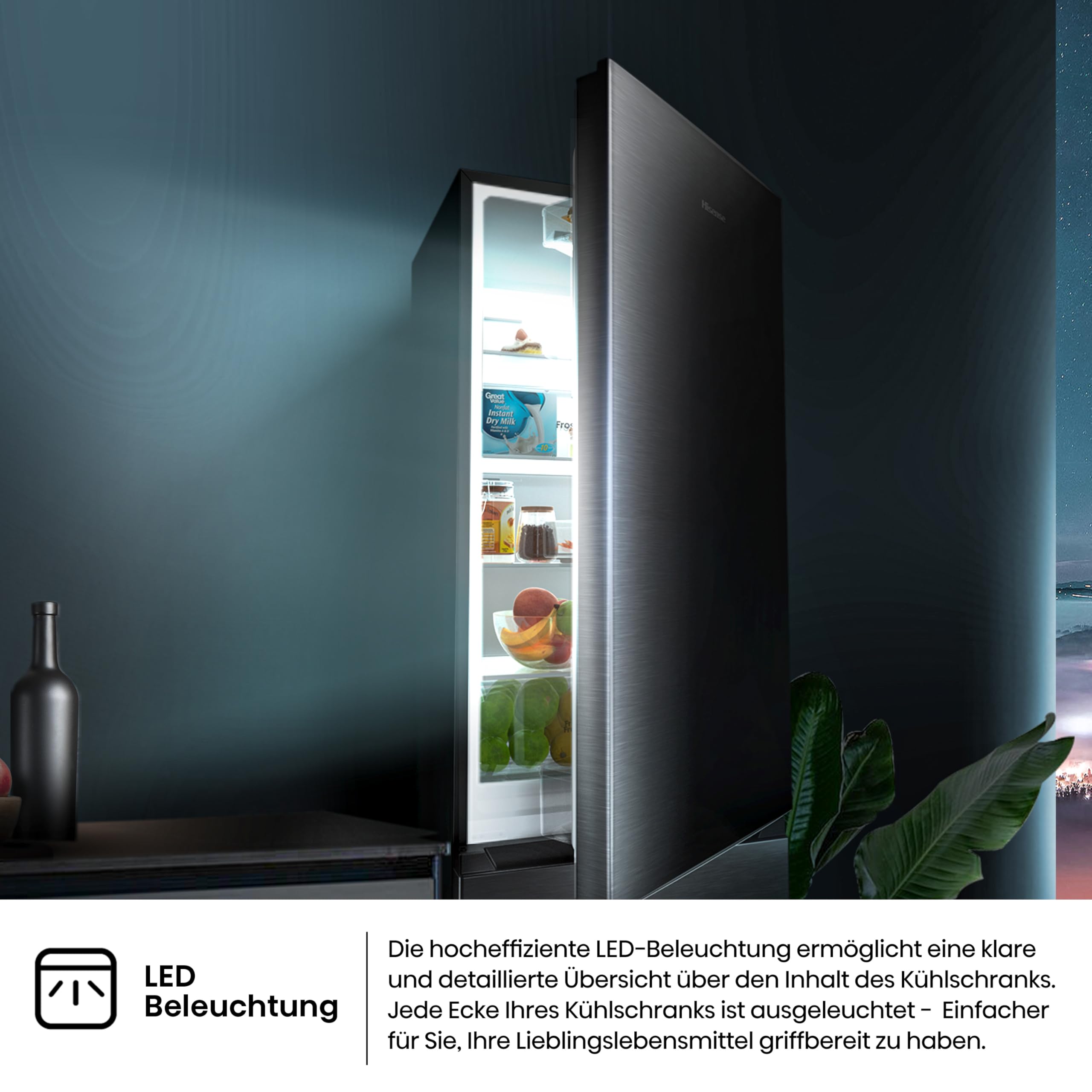 Hisense RB440N4AFA Kühl- Gefrierkombination/Total NoFrost/Multiflow 360°/ Flaschenhalter/Holiday Mode/FreshZone/(178+78)/ Essential/BxHxT: 59 – Bild 9