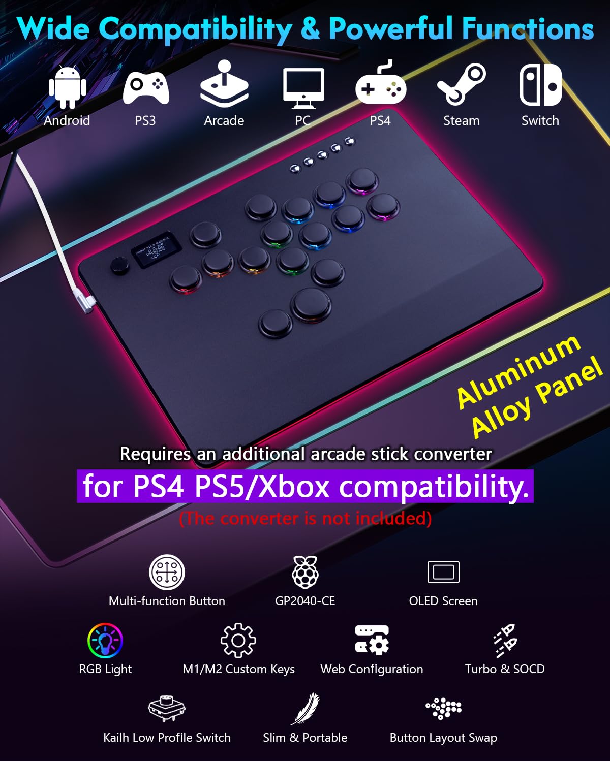 Amazon.com: GuileKeys Leverless Controller Arcade Stick GF