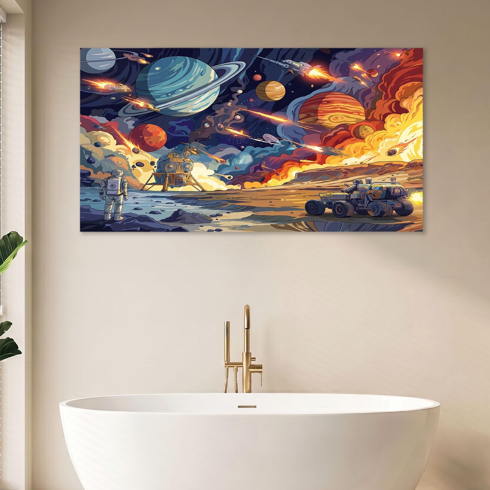 Générique Cartoon Space Mały obraz Dekoracja ścienna, 90 x 60 cm