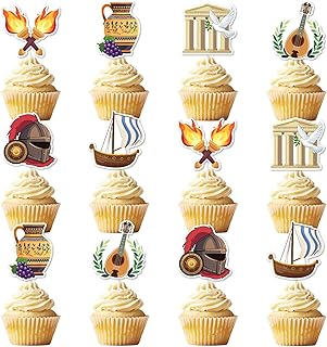 Kreatwow Griechische Cupcake-Topper, 36 Stück, Griechenland, Party-Dekorationen, antiker griechischer Geburtstag, griechische Mythologie, Party-Dekoration, griechischer Gott, römischer Toga,