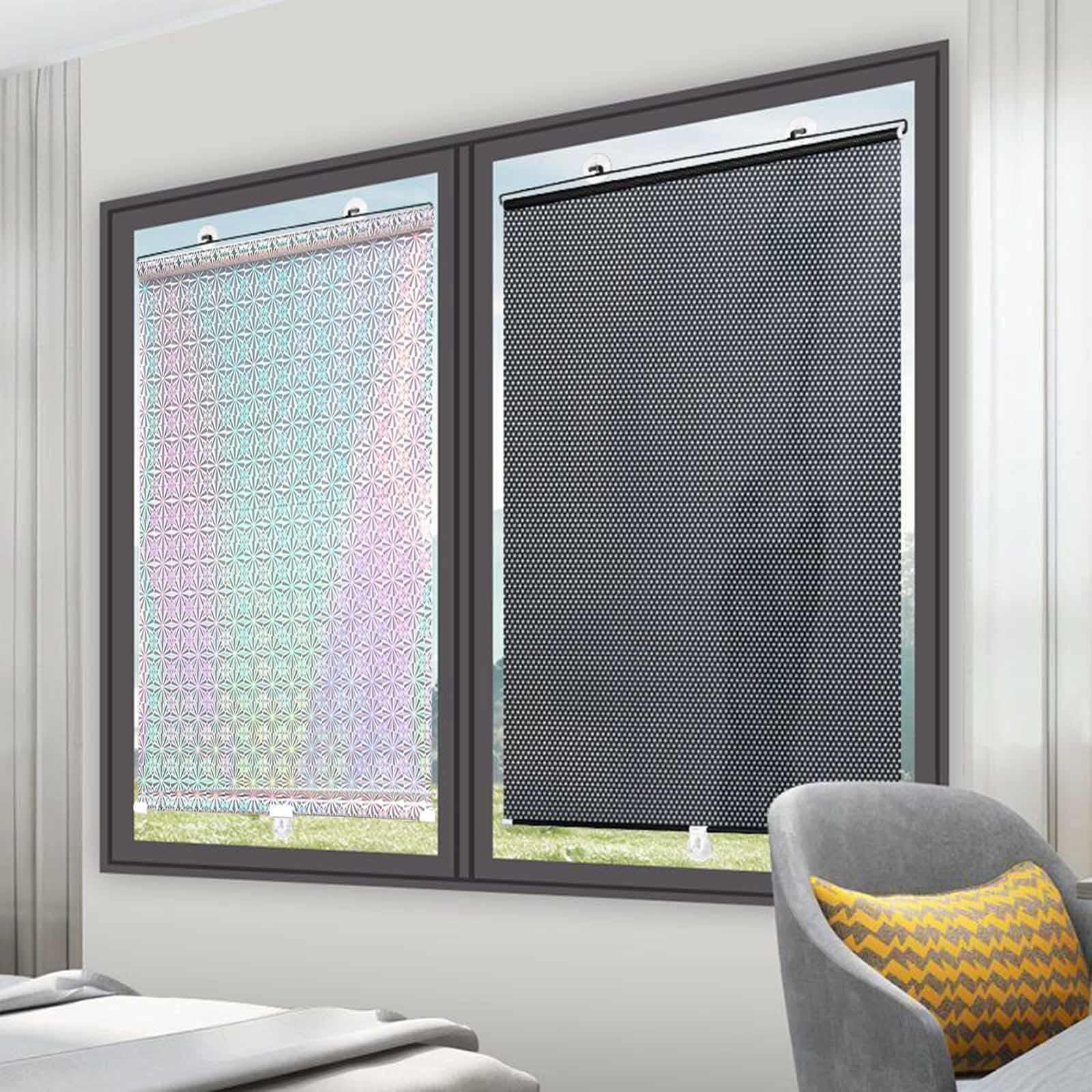 Tende a rullo a ventosa senza foratura, Tende termiche for la privacy interna, tende a rullo retrattili portatili for casa/camera da letto/ufficio, installazione senza trapano(Blue,58x125cm/23x49in