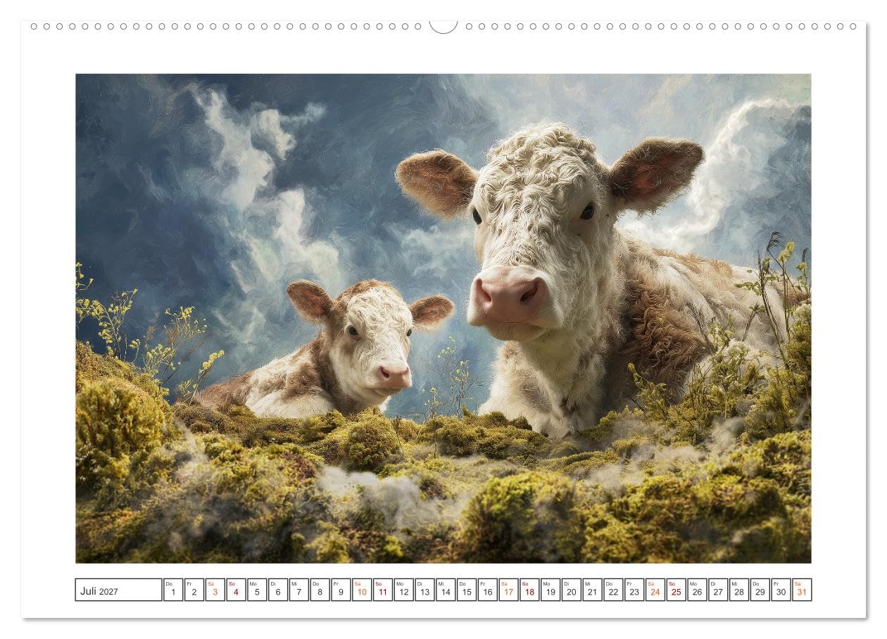 Die edle Kuh (hochwertiger Premium Wandkalender 2027 DIN A2 quer), Kunstdruck in Hochglanz: Dieser außergewöhnliche Kalender zeigt die Kuh als zeitloses Motiv barocker Kunst. (CALVENDO Tiere)
