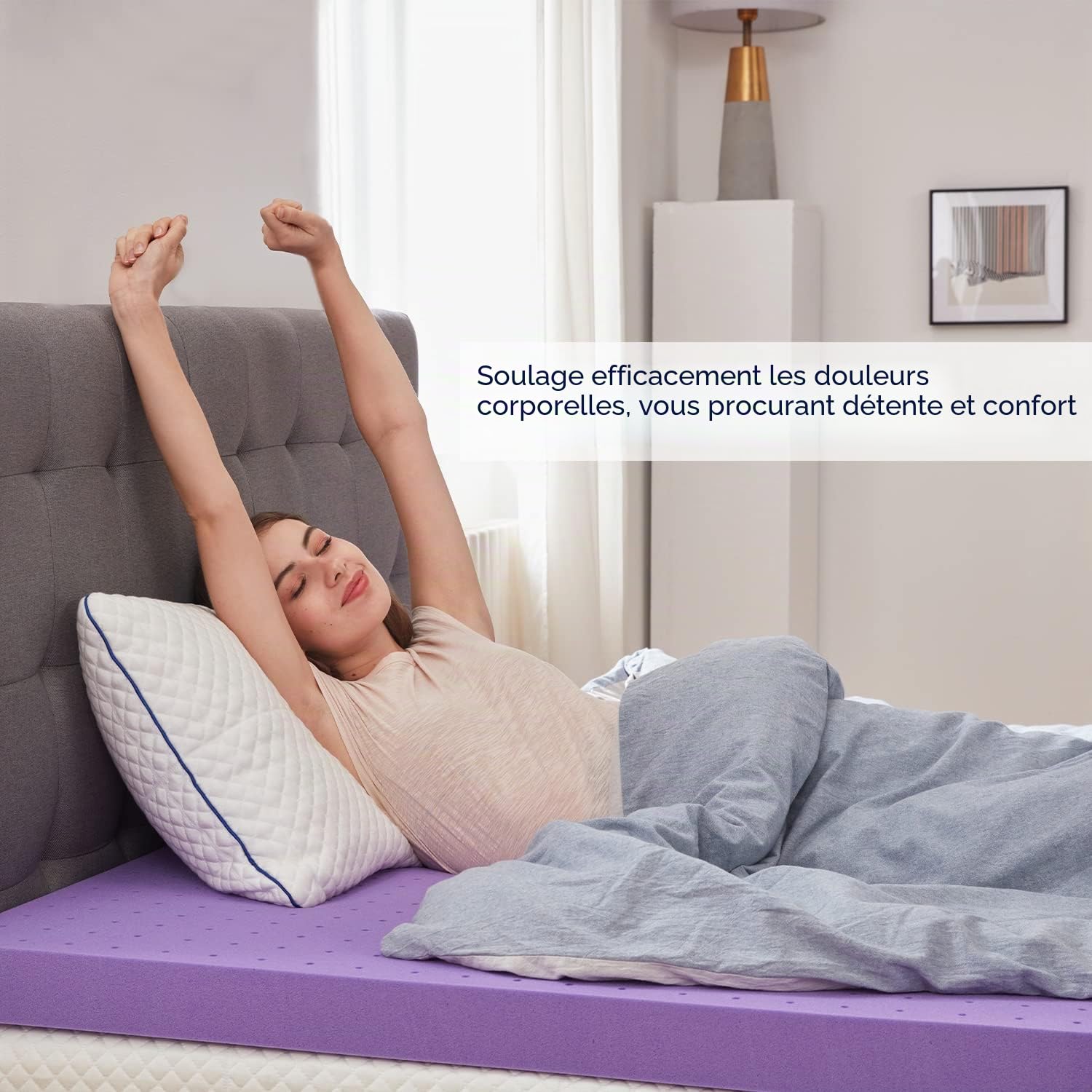 SINWEEK Surmatelas en Mousse à mémoire de Forme en Gel de 5,1 cm ventilé Doux, certifié CertiPUR-US, Taille Double, Violet