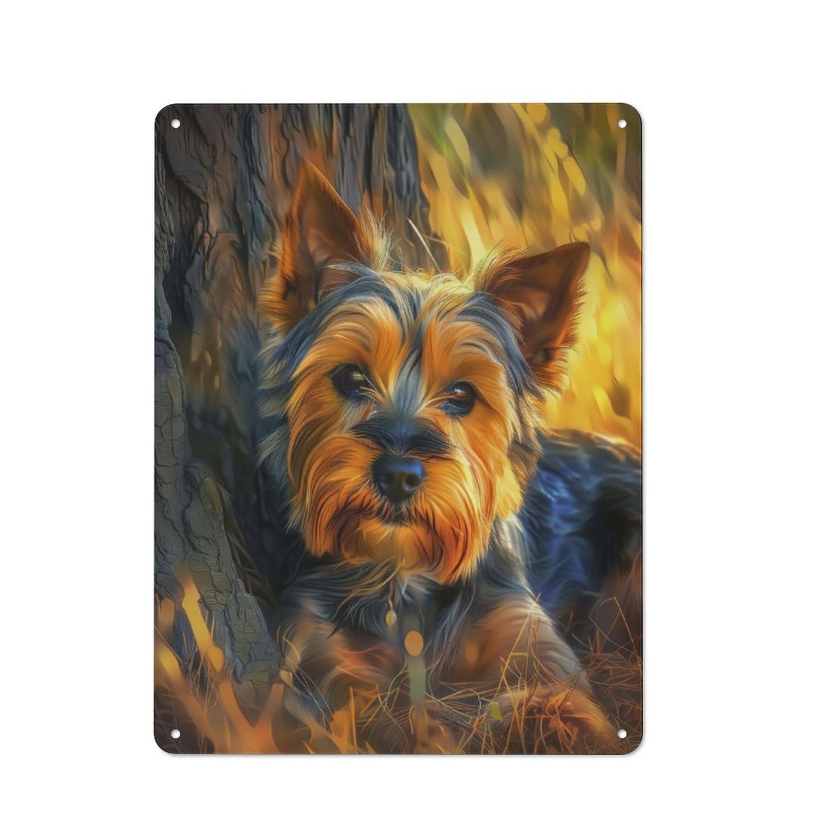 Junmoney Majestic Yorkshier Terrier Retro Metal Wall Sign 40X30cm With For Garage Wall, A Decorative Metal Sign For Garages And Workshops