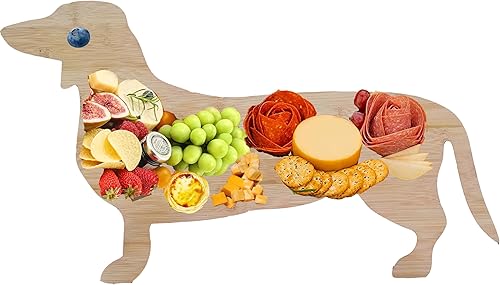 ZMURED Plato de cena de perro lindo para cena de Navidad, plato de cena de perro salchicha de 19 pulgadas, bandeja decorativa de madera, bloque de