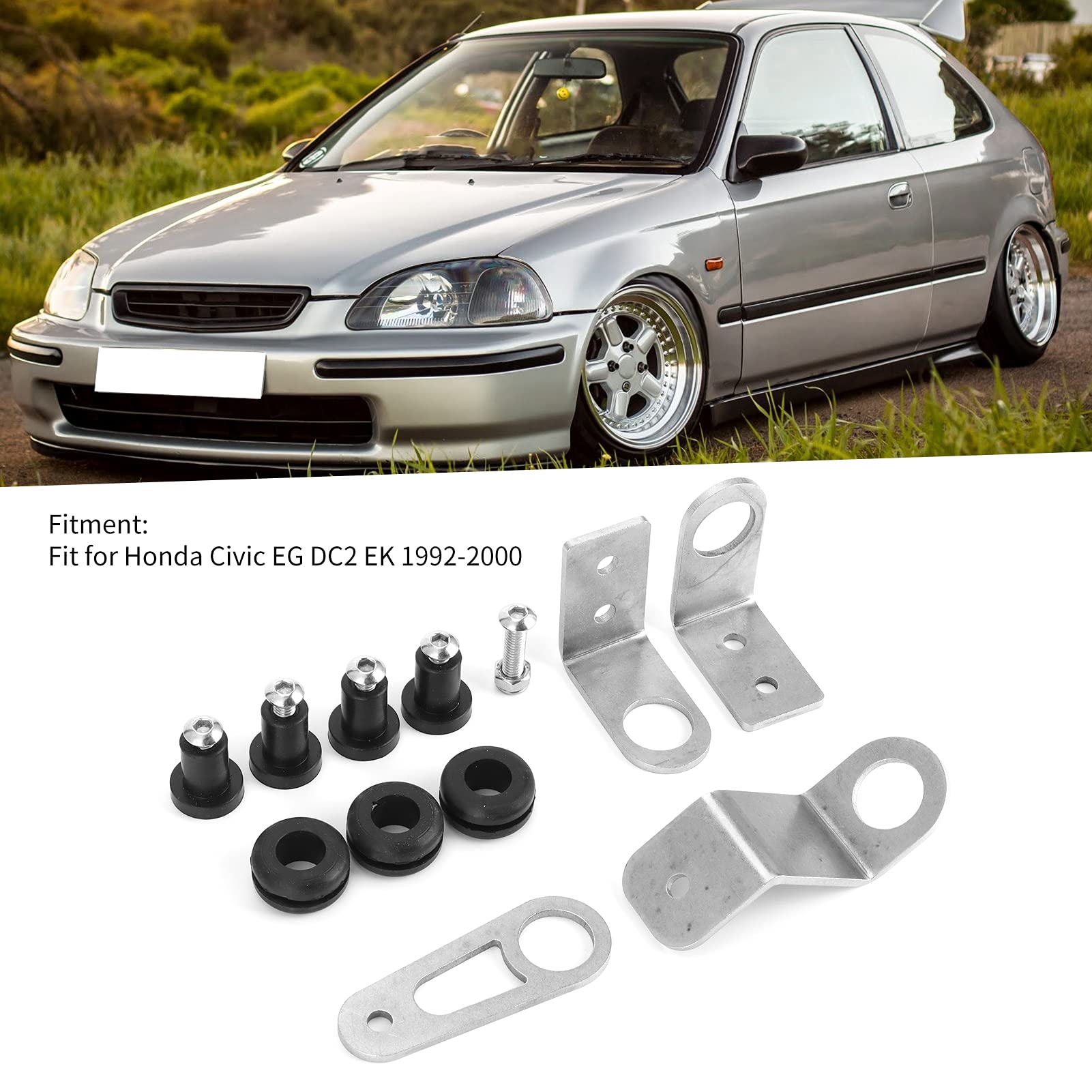Uchwyt chłodnicy, zestaw uchwytów chłodnicy ze stali i poliuretanu do przykręcania, pasuje do Honda Civic EG DC2 EK 1992-2000 K-Swapped-Chassis