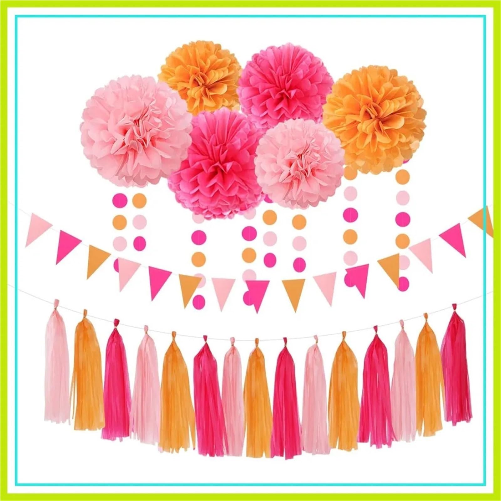 Paper Pom Poms 23pcs Fall Party Decorations: Tissue Pom Poms, Streamers, Tassel Garland Banner for Wedding