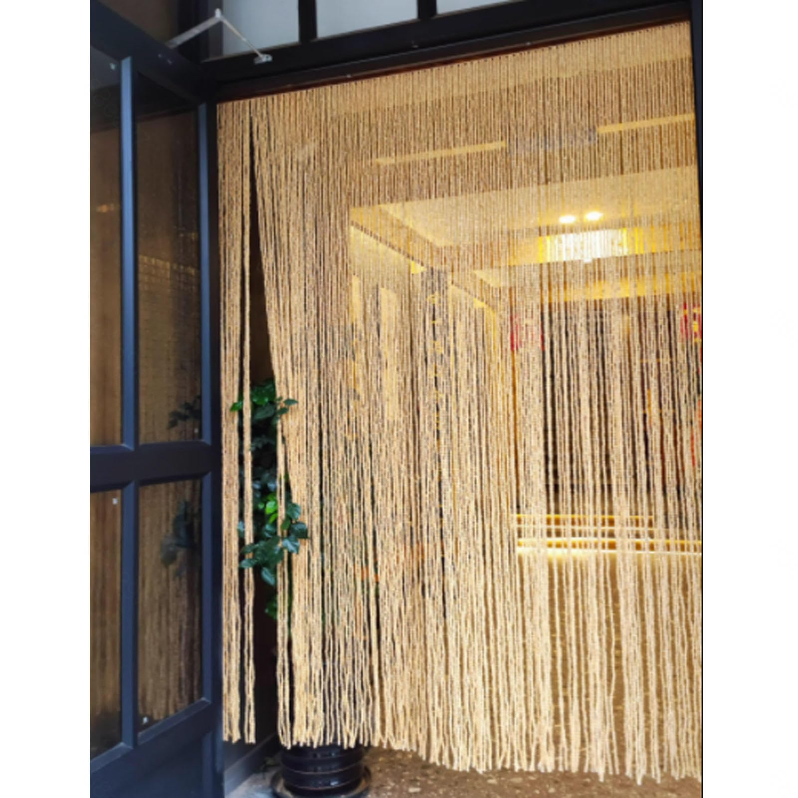Rideau en Perles De Bambou pour Porte,60x100/80x120/90x200/100x220cm Rideau De Porte Perles Bois Vintage,Bois De Bambou Naturel,Rideaux D'entrée Anti Mouches Suspendu,100strands(100x200cm)