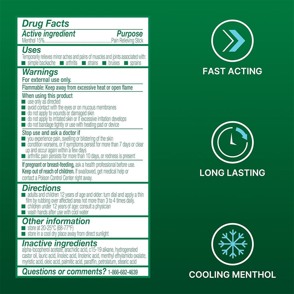 Biofreeze Dry Stick, Mess-Free Relief for Neck, Shoulder, Knee, Hip, Hand & Joint, Cooling Menthol Pain Relief Stick, 100+ Uses (Pack of 2) — Amazon image 6