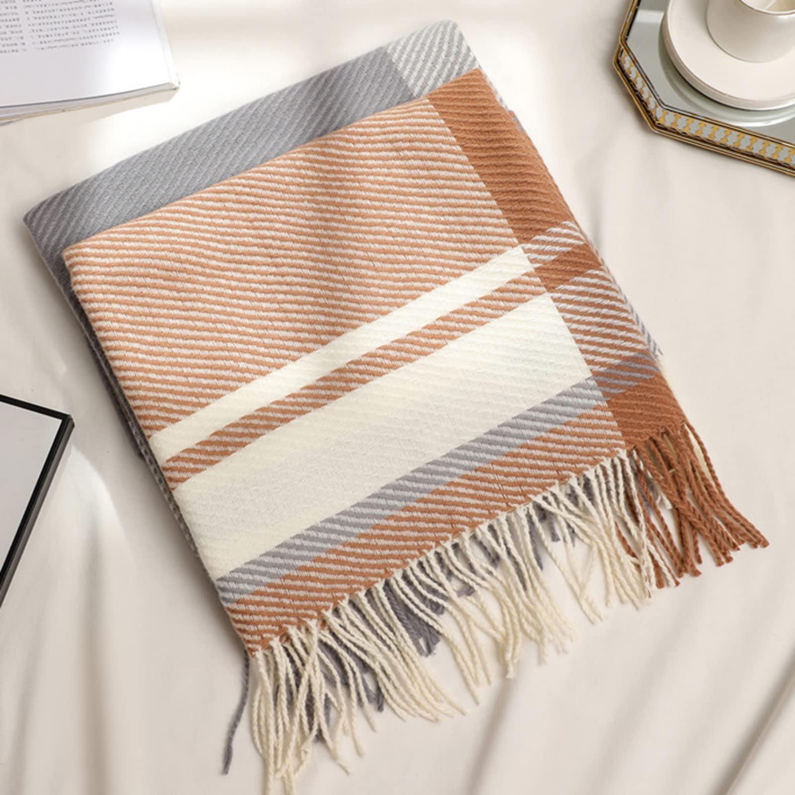 sjaal wraps Winter Dames Sjaal Plaid Zachte Sjaal Sjaals En Omslagen Vrouwelijke Kwastje Herfst- en wintersjaalcadeaus (Color : F, Size : 180 * 65cm
