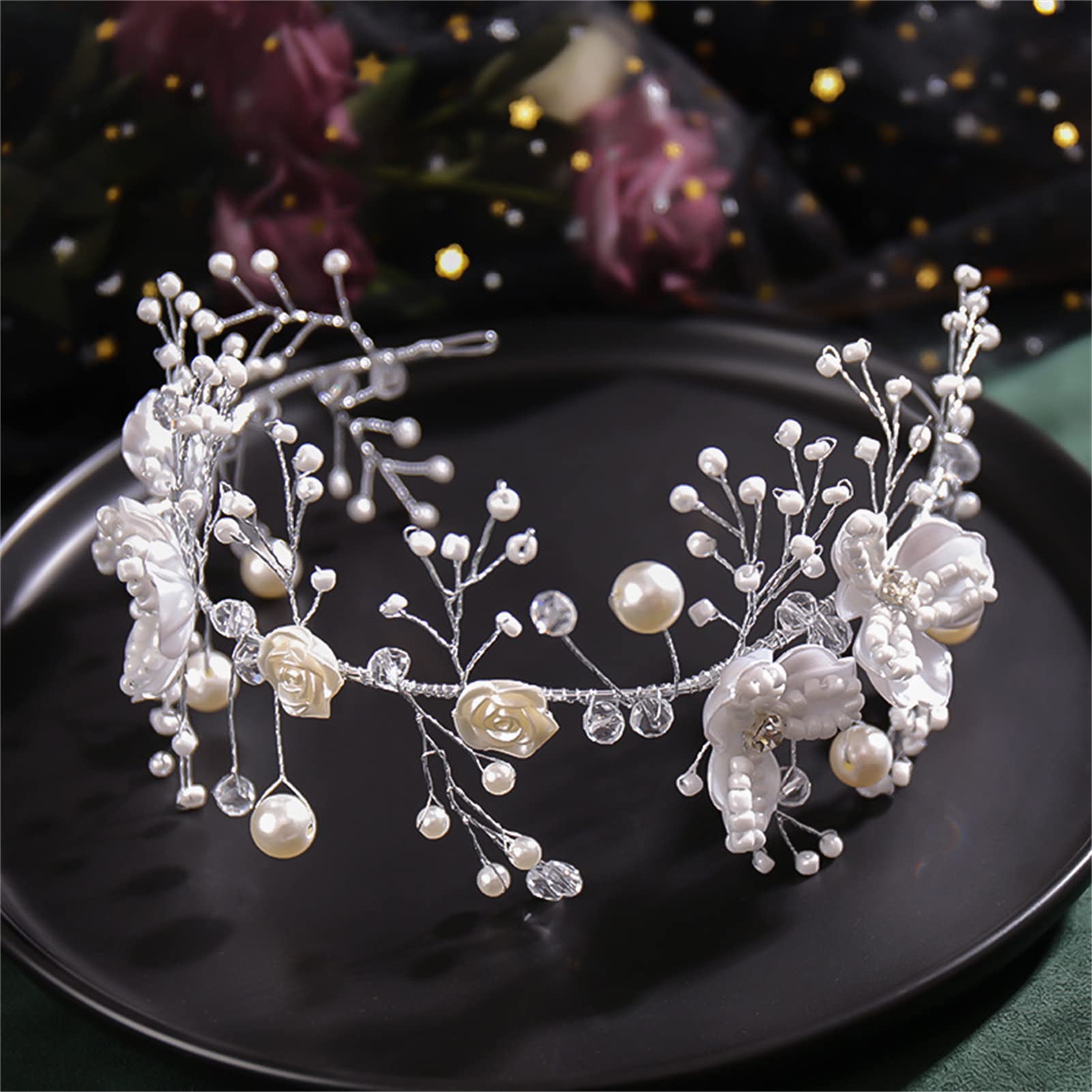 Accessorio per capelli da sposa con foglie dorate, con perle e cristalli, accessorio per capelli vintage da sposa per donne e ragazze