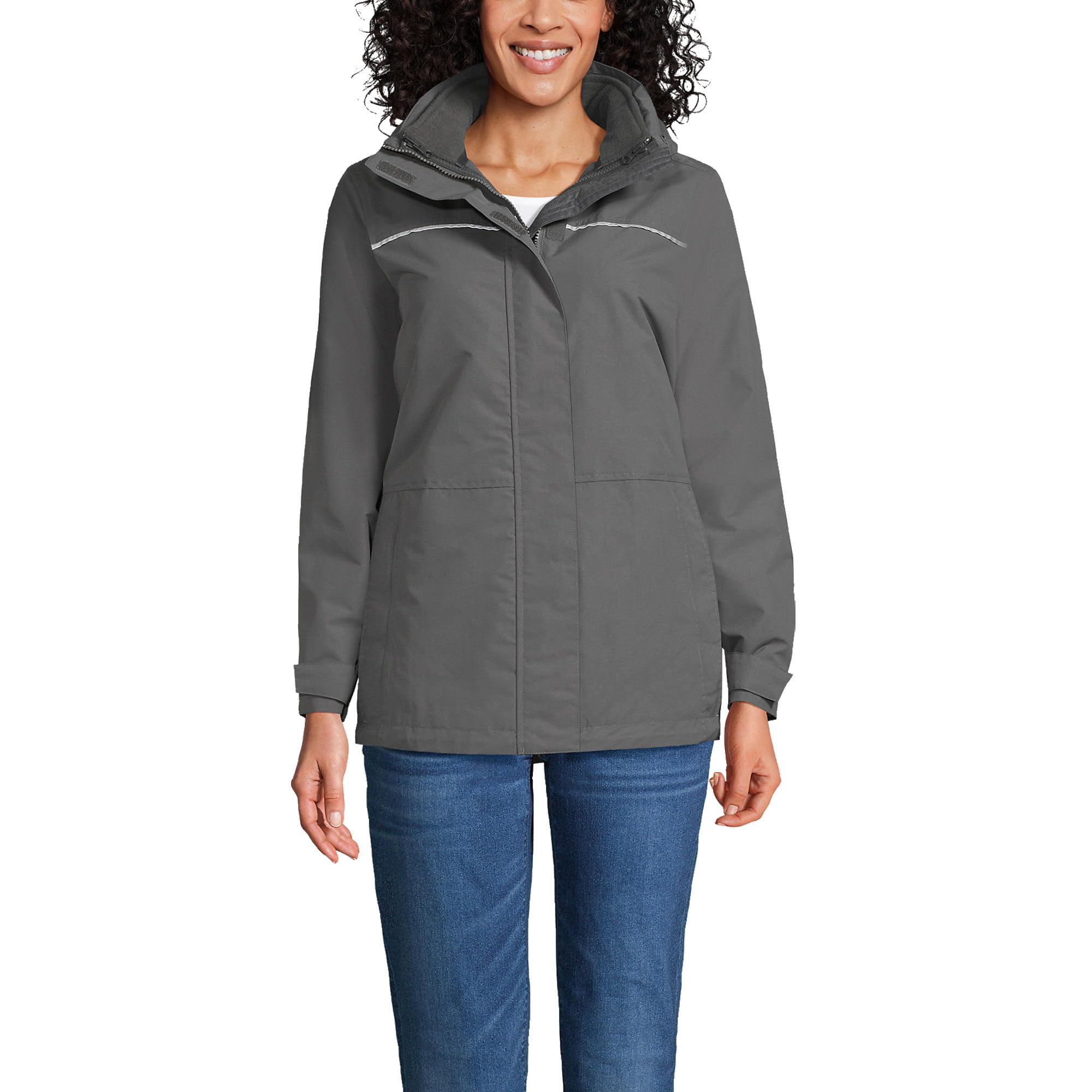 Lands' End Womens 3-in-1 Squall Jacket Arctic Gray Regular X-Large