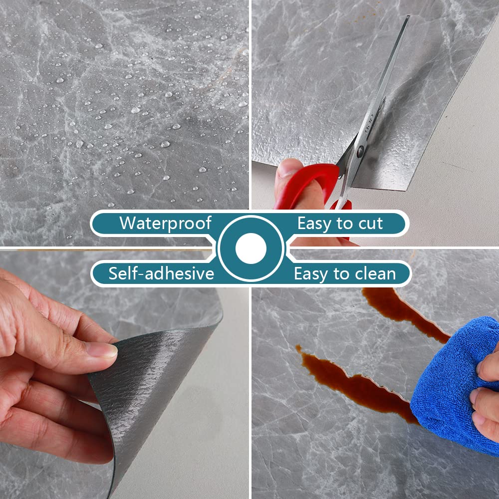 VEELIKE Pavimento PVC Adesivo Grigia Vintage Piastrelle Adesive Pavimento Bagno Impermeabile Adesivi per Piastrelle Cucina Pavimento Garage Mattonelle Adesive Camera da Letto 1.5mm 30cm×30cm 24 Pezzi