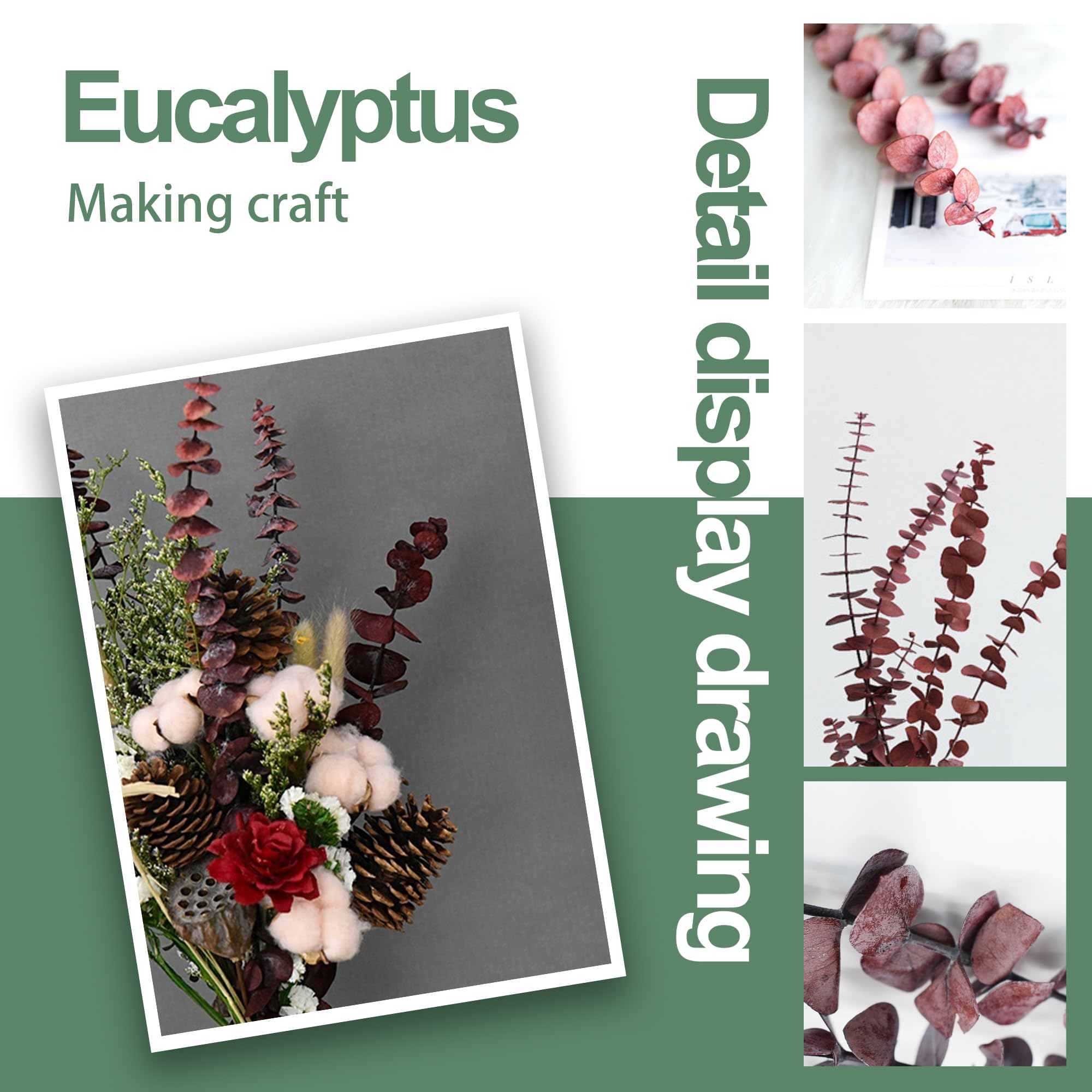 (20 pièces) tiges d'eucalyptus séchées – Rouge, véritable eucalyptus long, fleurs séchées pour vase, arrangement floral de 45,7 cm, mariage (jaune)