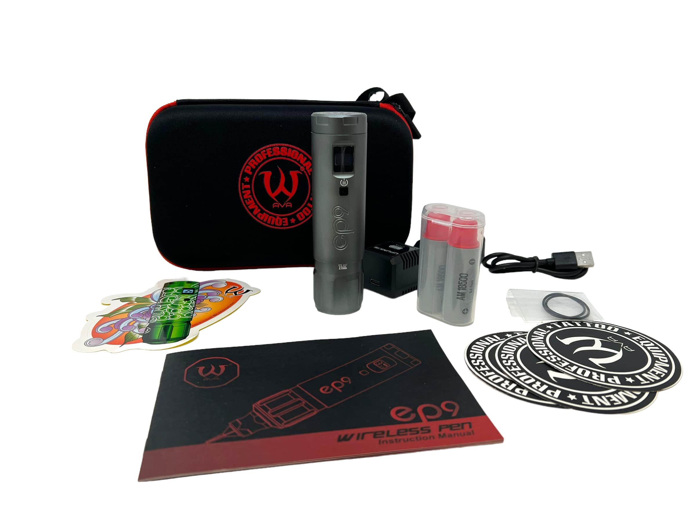 INKgrafiX® AVA GT Akku Pen EP9 - Grau - Deutschland - Profi Studio - IG60099 - Tattoo Tattoomaschine Maschine DE Grey Akkkupen
