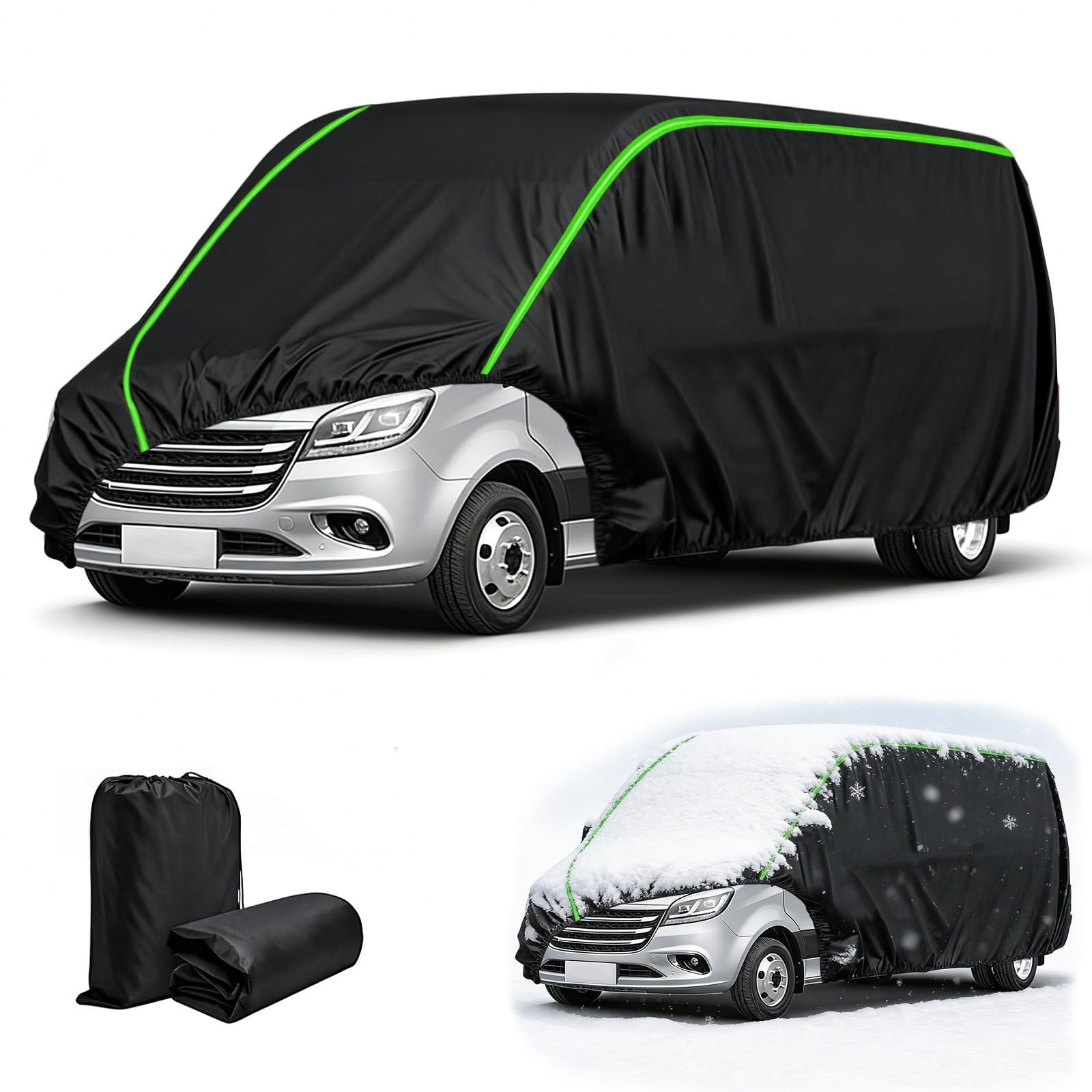 Telo Copriauto Impermeabile per Mercedes Vito Long,Telo Per Auto Da Esterno, Resistente Al Gelo, Al Freddo, Alla Neve, Al Sole E Ai Graffi (Nero)