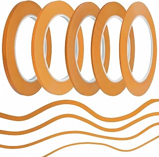 JINBING High-Temp Vinyl Fine Line Fineline Pinstripe Masking Tape Automotive Paint for Curves Orange 1/16 in 1/8 inch 6Rolls