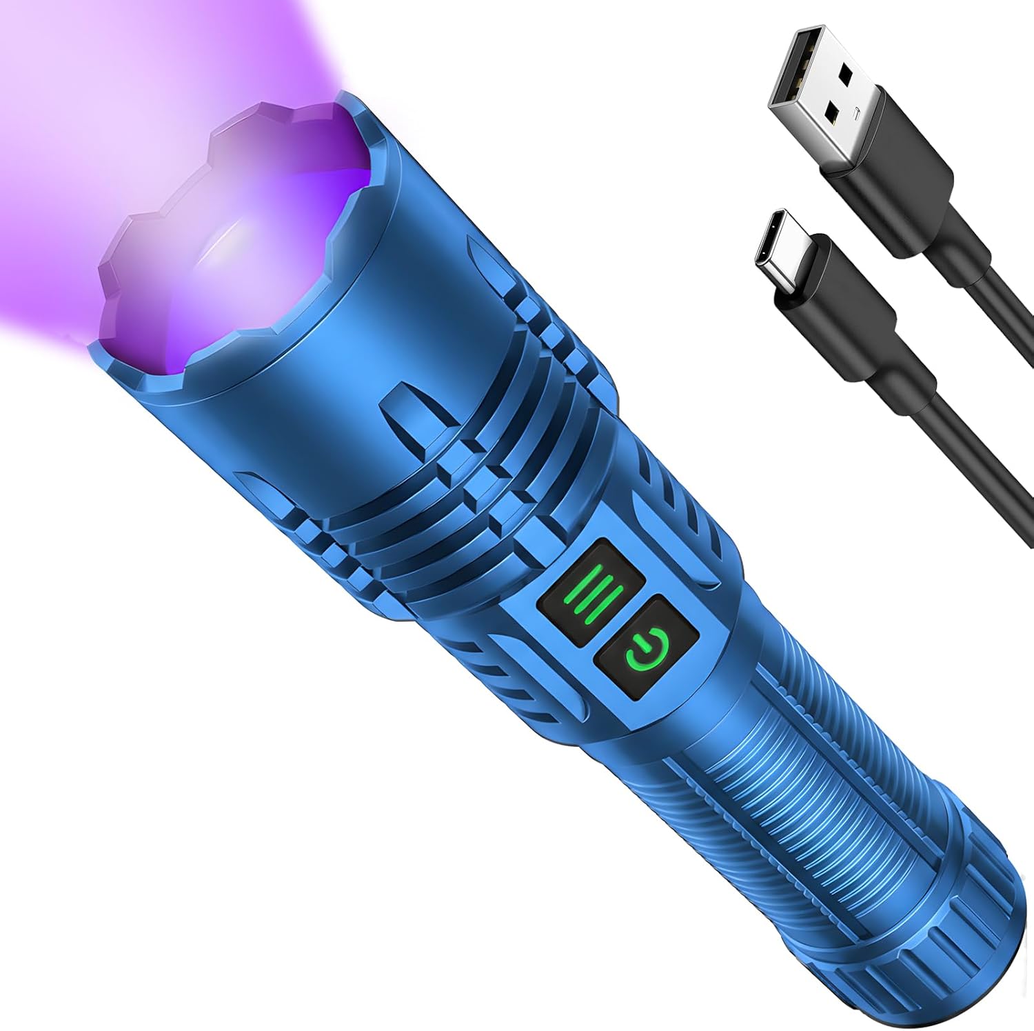 Powerful Blacklight Flashlights for Pet Urine Detection, UV Blacklight&High Lumens Flashlight Rechargeable, Zoomable Waterproof Tactical LED UV Flashlight for Resin Curing, Scorpion, Camping, Blue