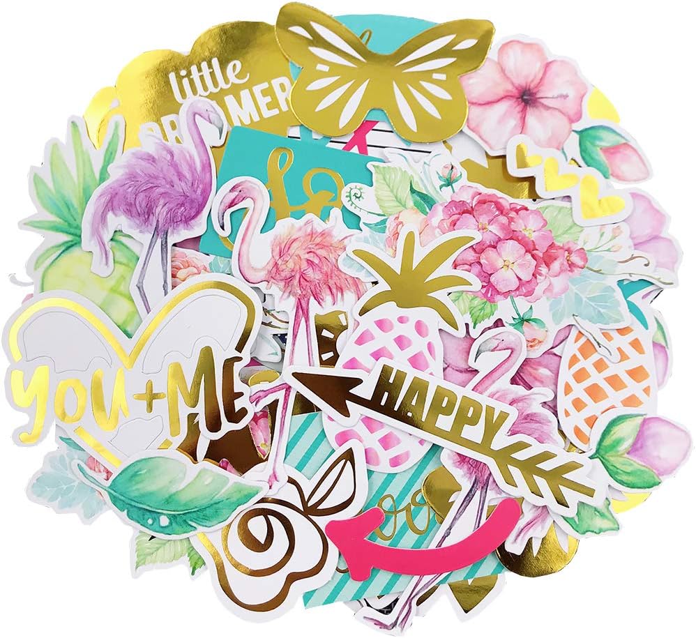 Scrapbook Stickers49pcs Cardstock Stickers Floral Stickers Metallic Stickers Masking Stickers for Personalize Laptop Scrapbook Daily Planner and Crafts
