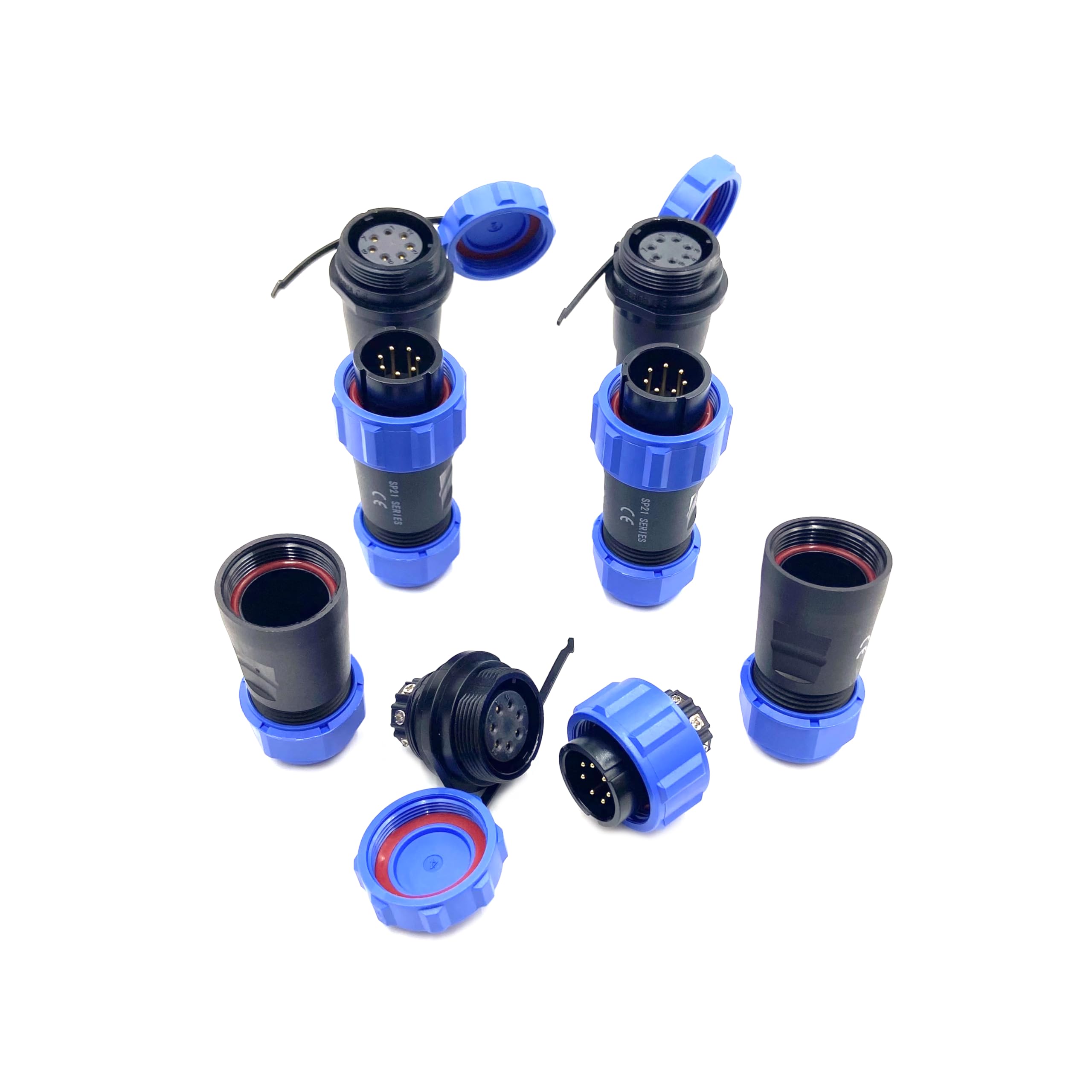 3 Pezzi Connettori Aviation SP21 7 Poli, IP68 7 Pin Connettore Aviation Senza Saldatura Impermeabile per Lampade Esterne Utilizzato 500V 15A (Cavo 14AWG Vite-Crimp)