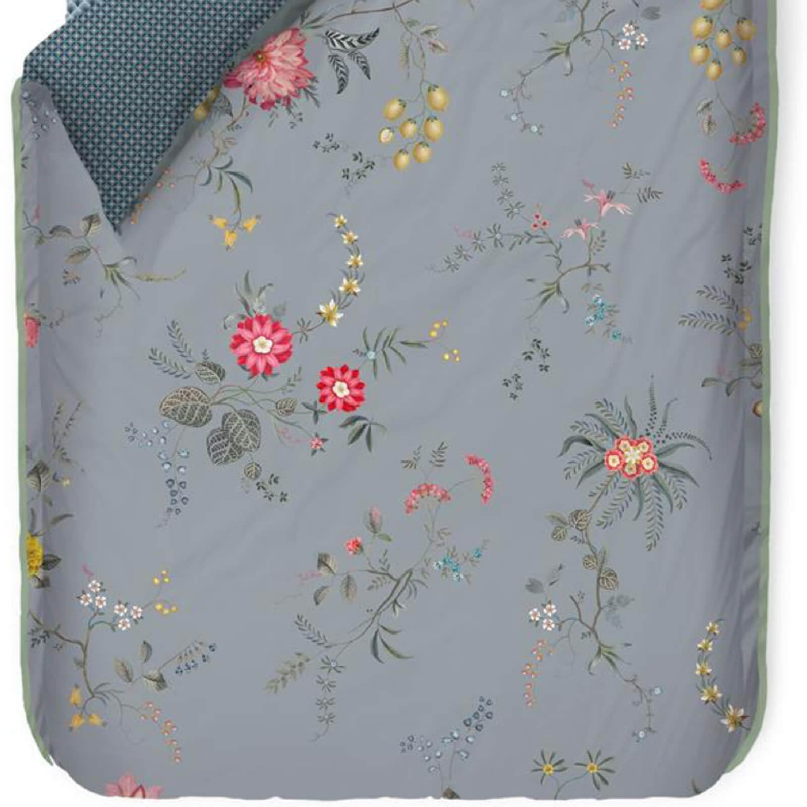 Pip Studio Bettwäsche Fleur Grandeur aus 100% Baumwolle Perkal mit Blumenmuster und Wendeoptik, Blau, 135 x 200 cm