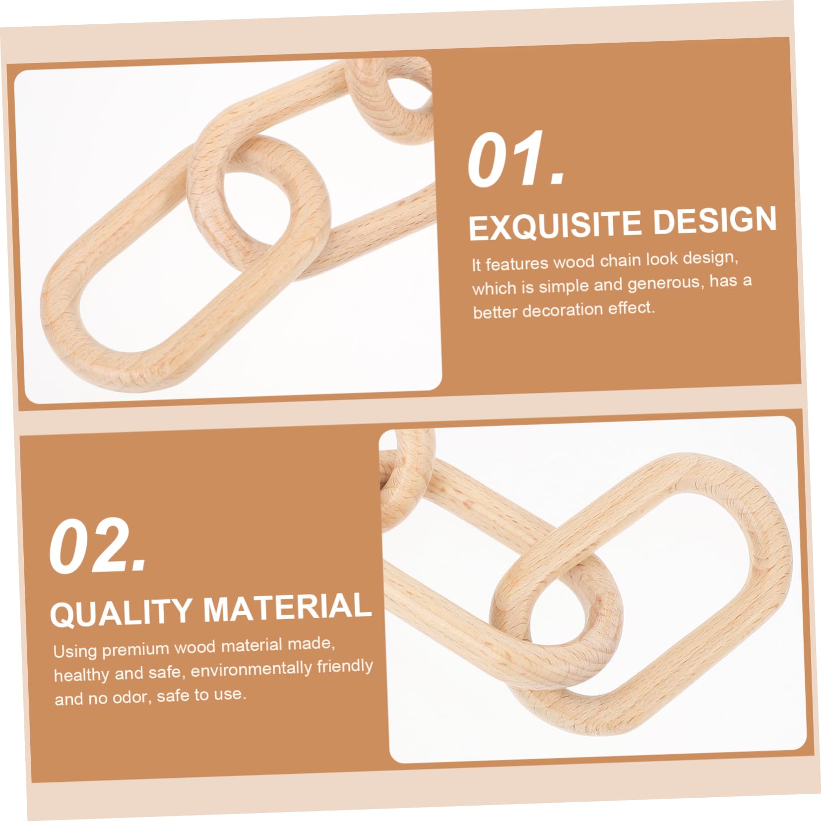 ifundom 3pezzi Decorazione Murale Legno Bohemien Con Catena Pendente Accessorio Per Interni Salute e Sicurezza Per Ambienti Domestici e Cerimonie