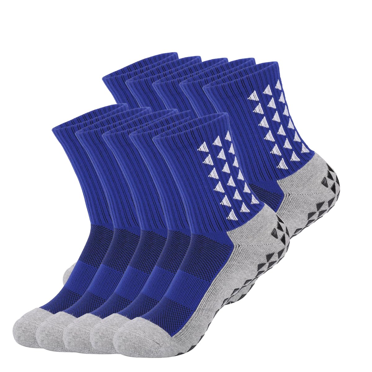 Lot de 10 paires de chaussettes de cheville avec coussin, chaussettes de sport en coton anti-ampoules pour homme et femme, bleu, 10 paires bleu, 6-8